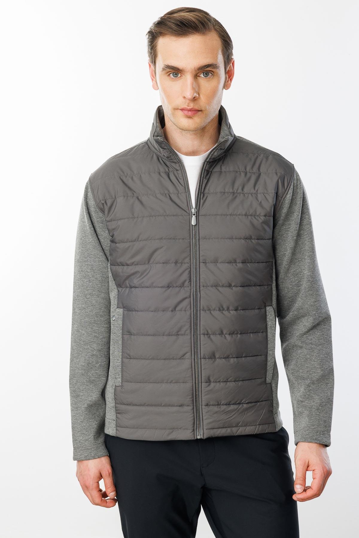 24453Erkek Önü Kapitone Eşofman Üstü Antra/Melanj