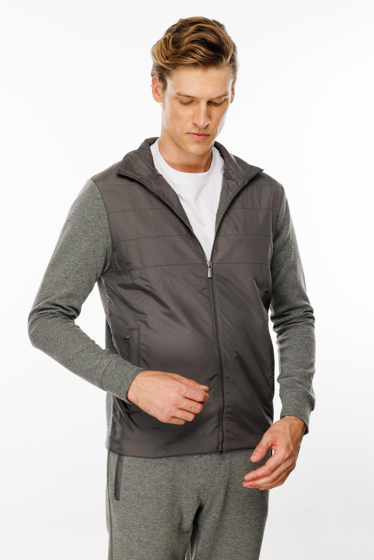 24450Erkek Önü Kapitone Eşofman Üstü Antra/Melanj