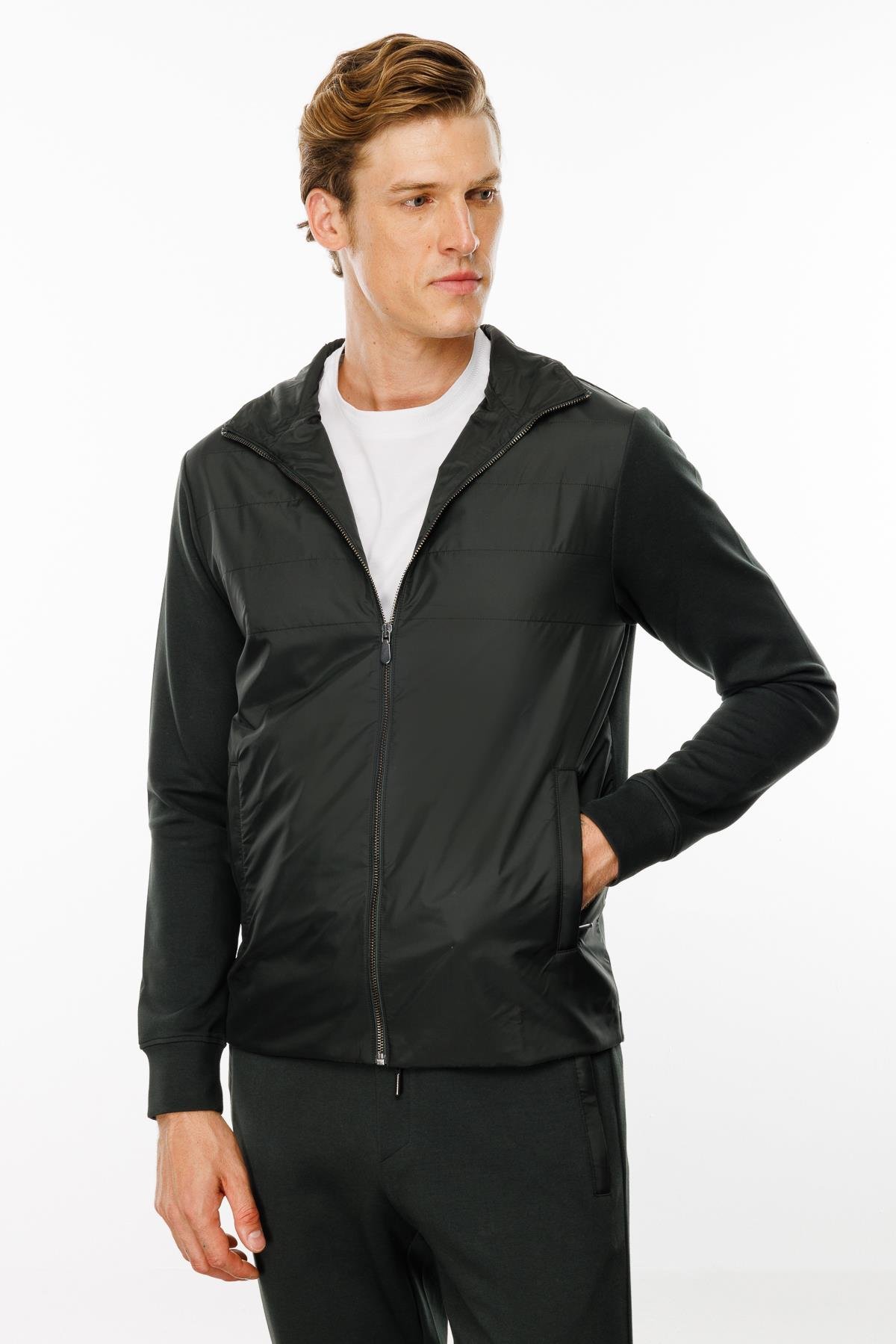 24450Erkek Önü Kapitone Eşofman Üstü Haki