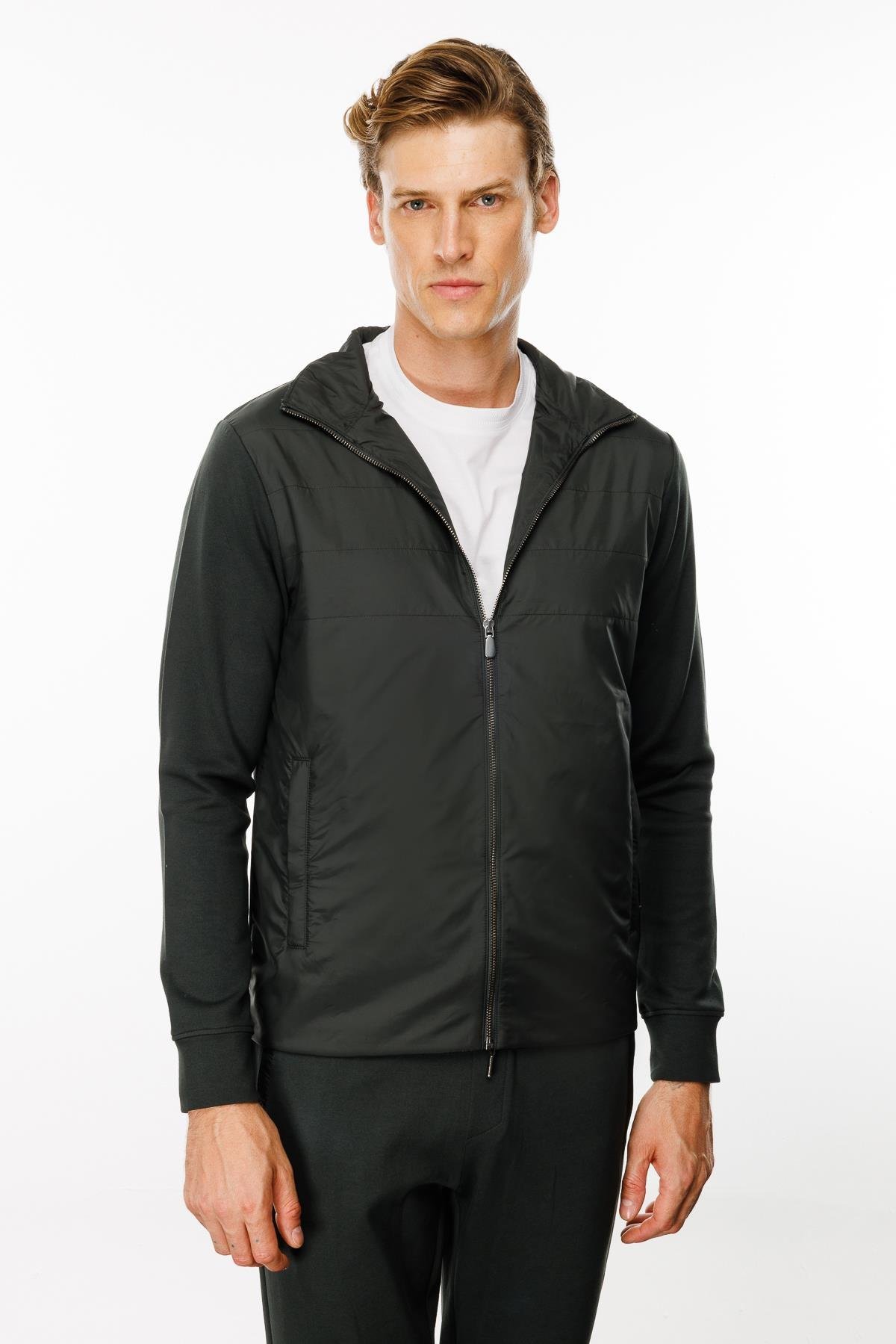 24450Erkek Önü Kapitone Eşofman Üstü Haki