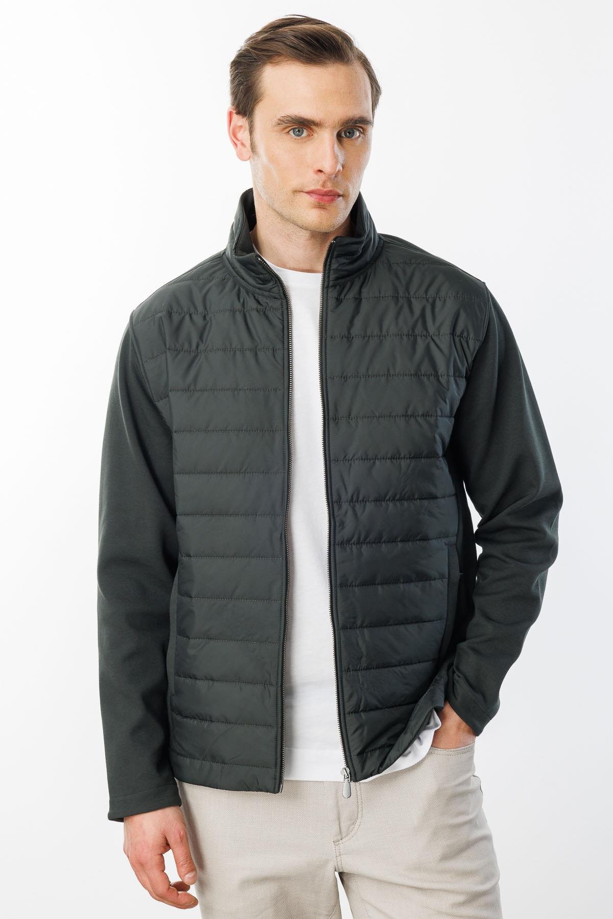 24453Erkek Önü Kapitone Eşofman Üstü Haki