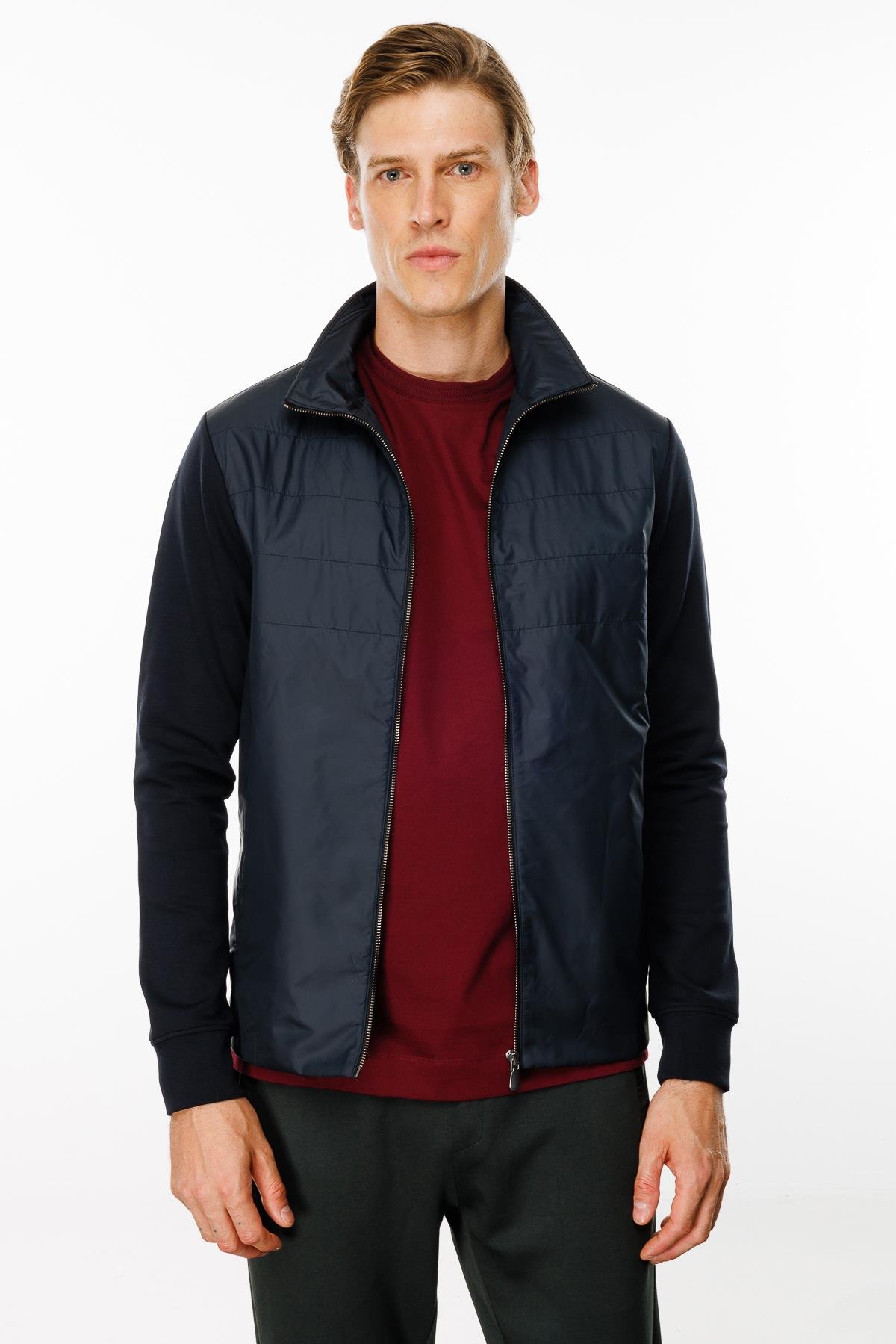 24450Erkek Önü Kapitone Eşofman Üstü Lacivert