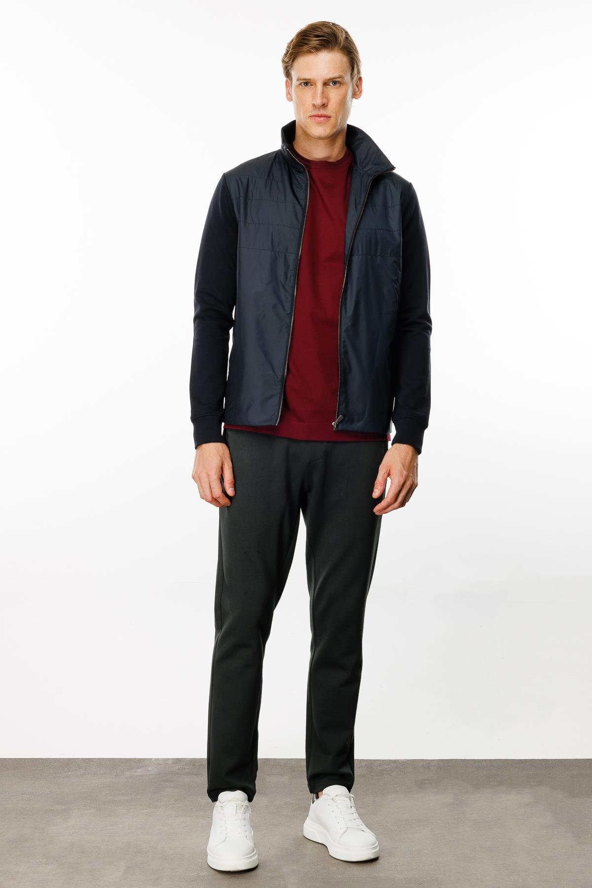 24450Erkek Önü Kapitone Eşofman Üstü Lacivert