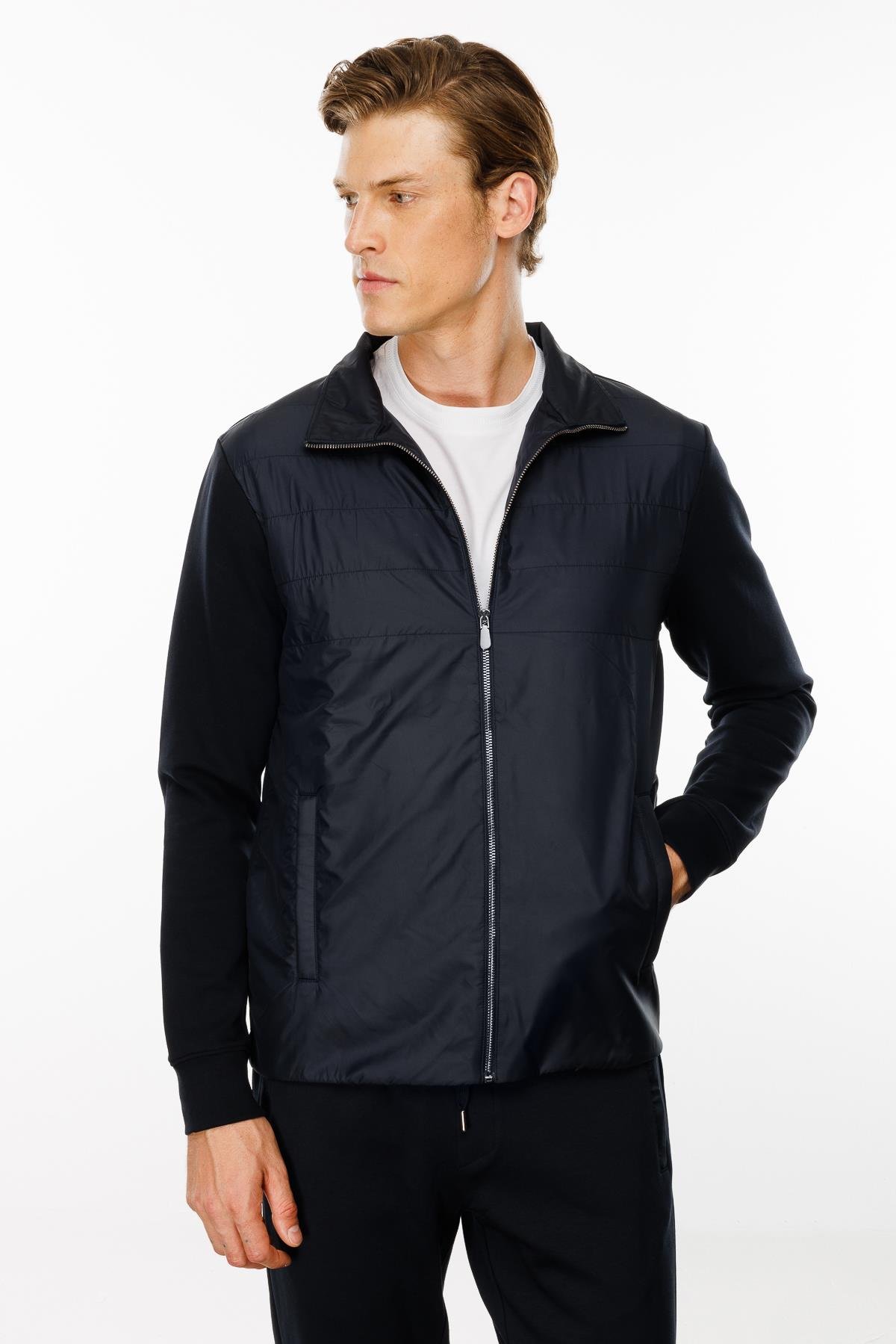 24450Erkek Önü Kapitone Eşofman Üstü Lacivert