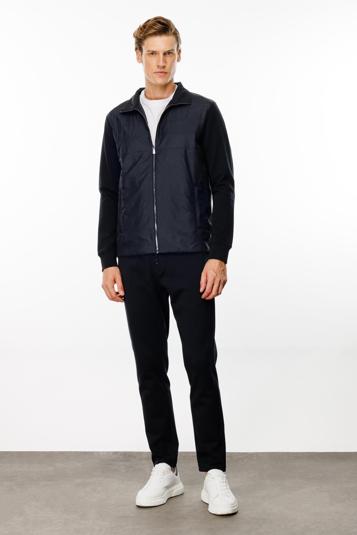 24450Erkek Önü Kapitone Eşofman Üstü Lacivert