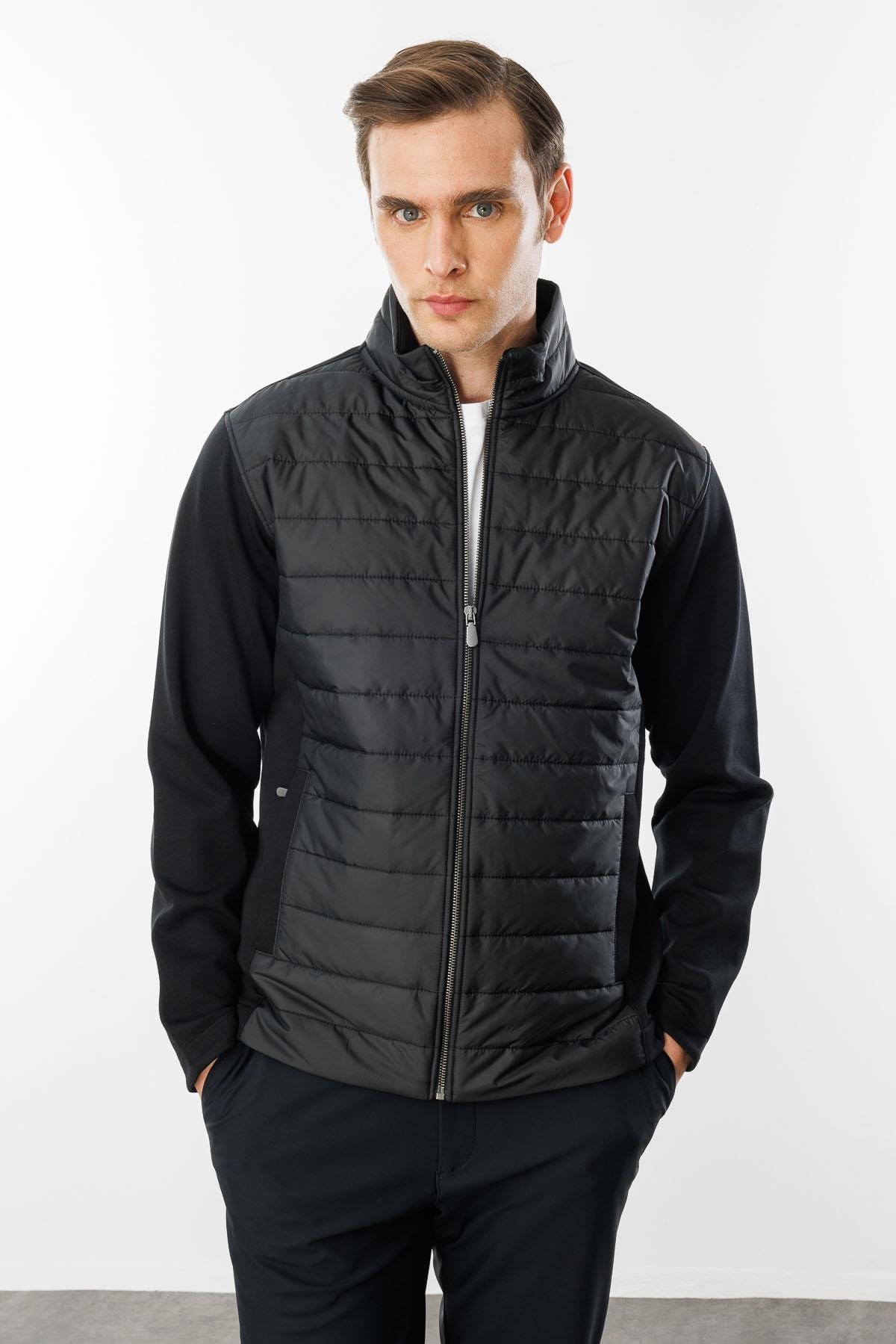 24453Erkek Önü Kapitone Eşofman Üstü Siyah