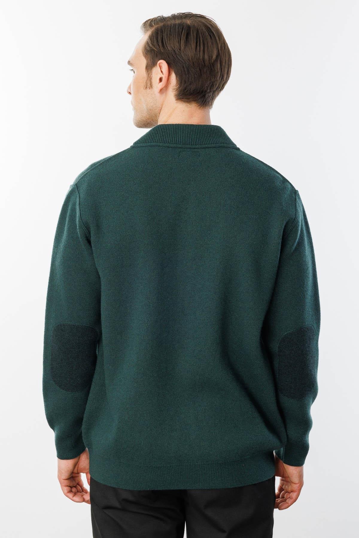 22523Мужское пальто из шерстяного трикотажа Зеленый