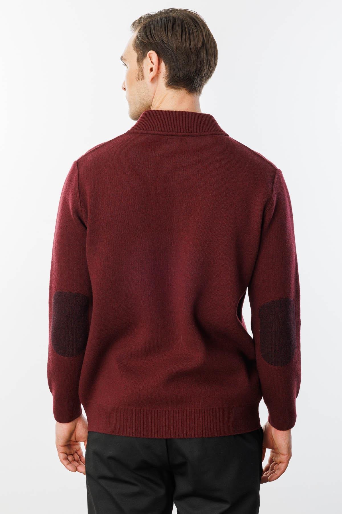 22523Мужское пальто из шерстяного трикотажа цвета сливы