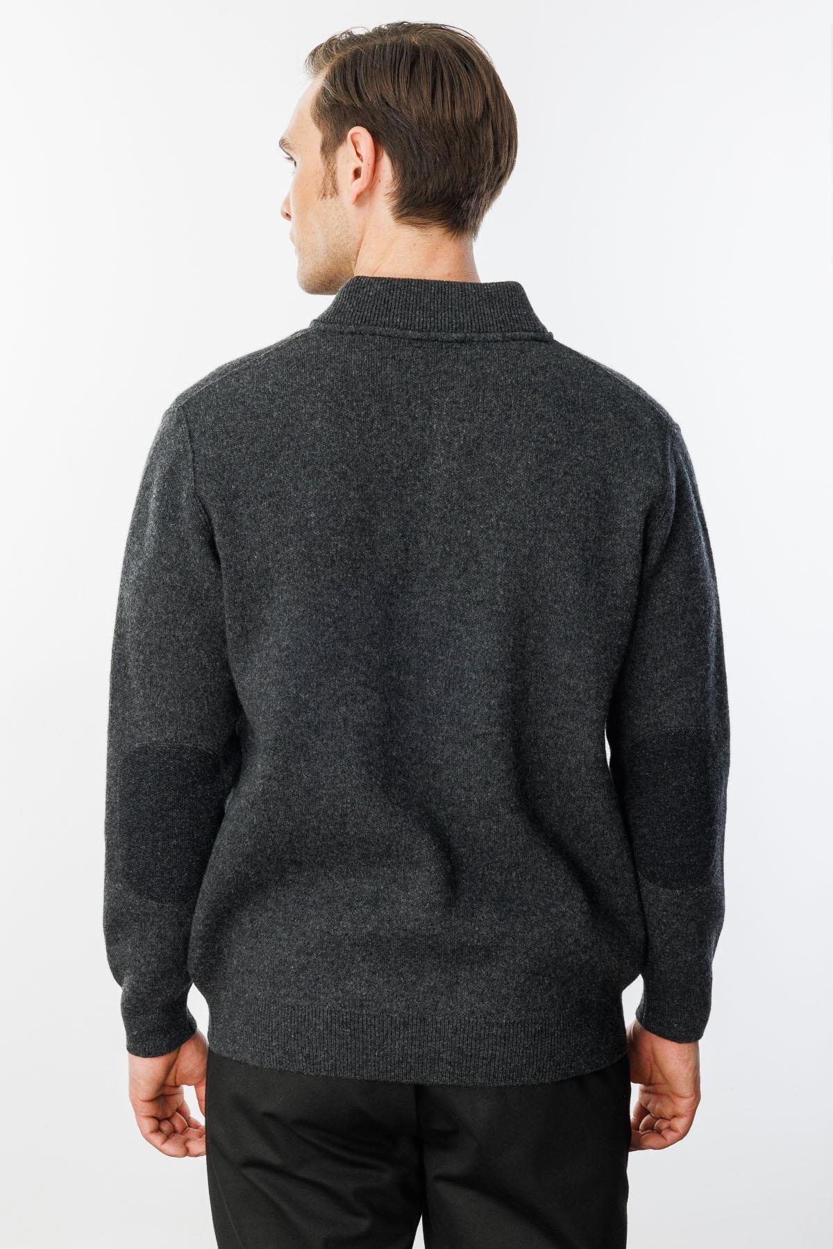 22523Мужское пальто из шерстяного трикотажа Копченый