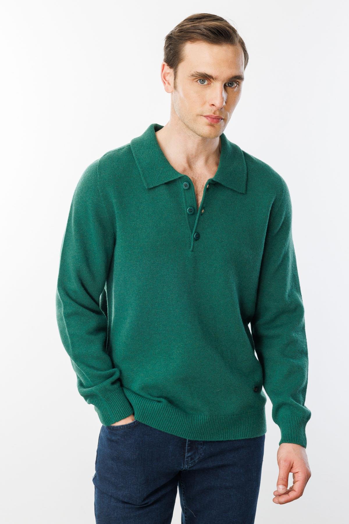 23528Erkek Polo Yaka Basic Yün Kazak Ö.Başı