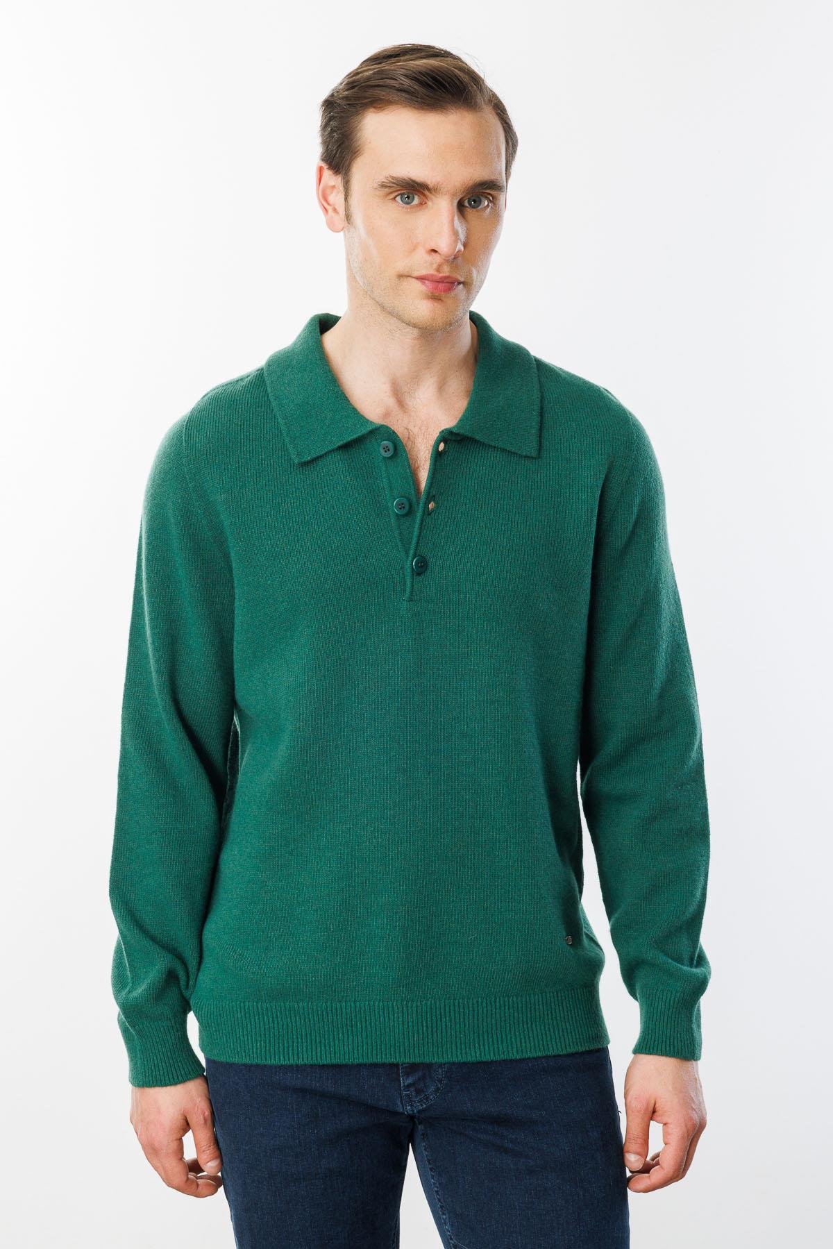 23528Erkek Polo Yaka Basic Yün Kazak Ö.Başı