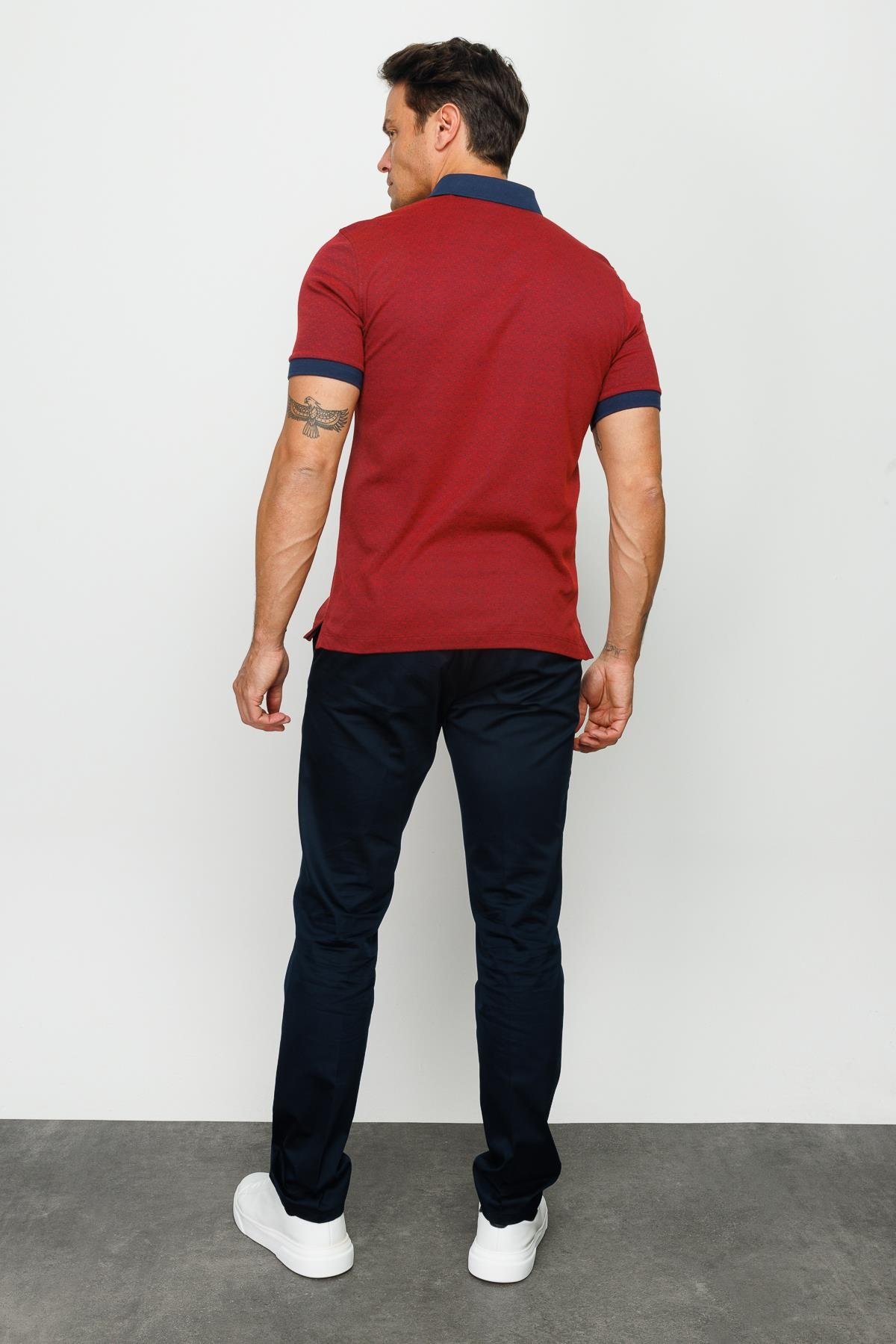 815Erkek Polo Yaka Cepli Jakarlı Tshirt Bordo