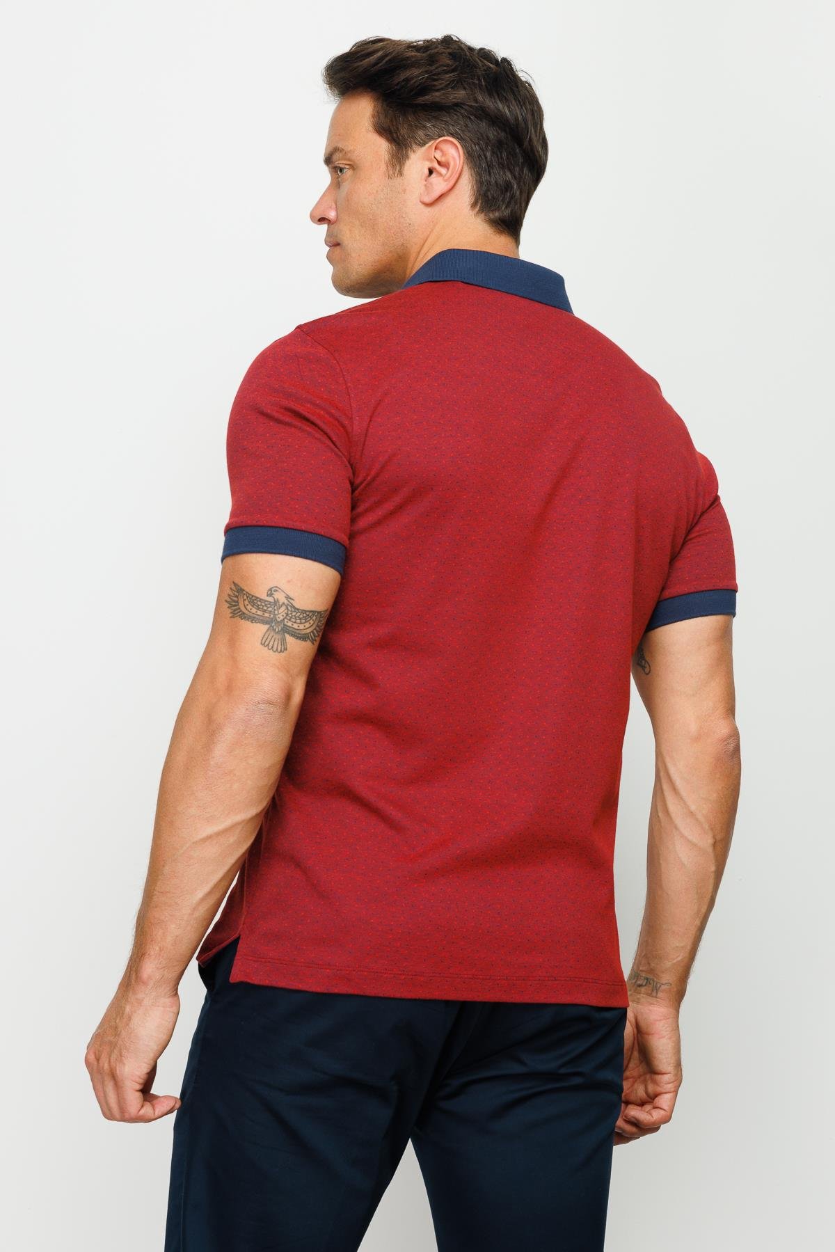 815Erkek Polo Yaka Cepli Jakarlı Tshirt Bordo
