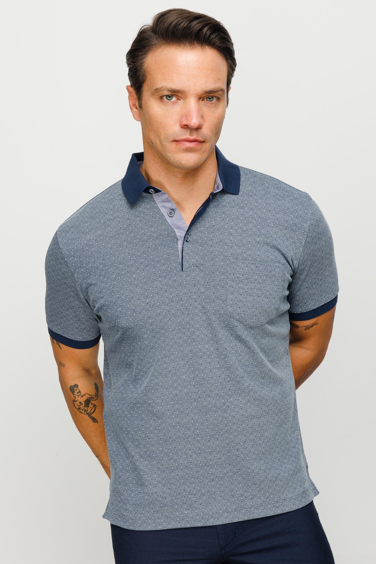 815Erkek Polo Yaka Cepli Jakarlı Tshirt Füme