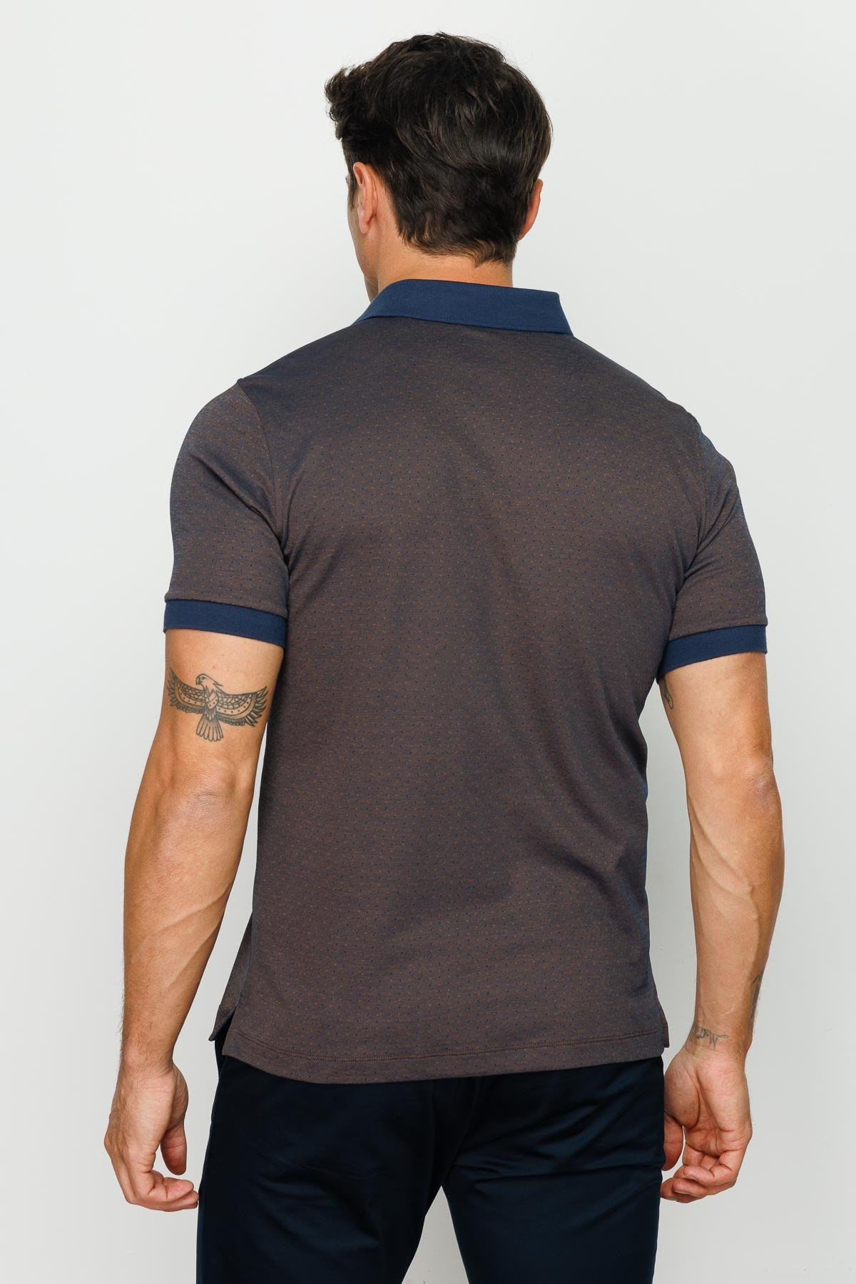 815Erkek Polo Yaka Cepli Jakarlı Tshirt Kahve