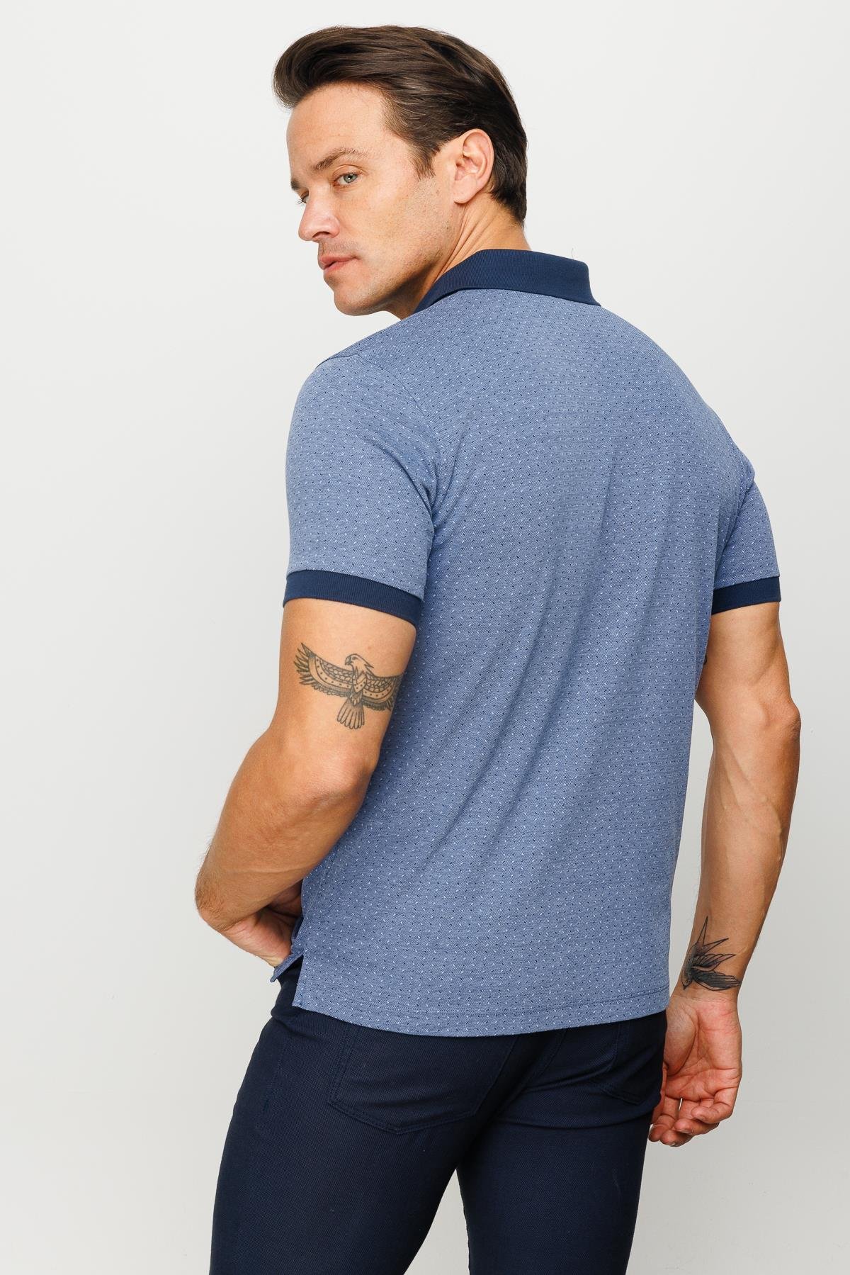 815Erkek Polo Yaka Cepli Jakarlı Tshirt Lacivert