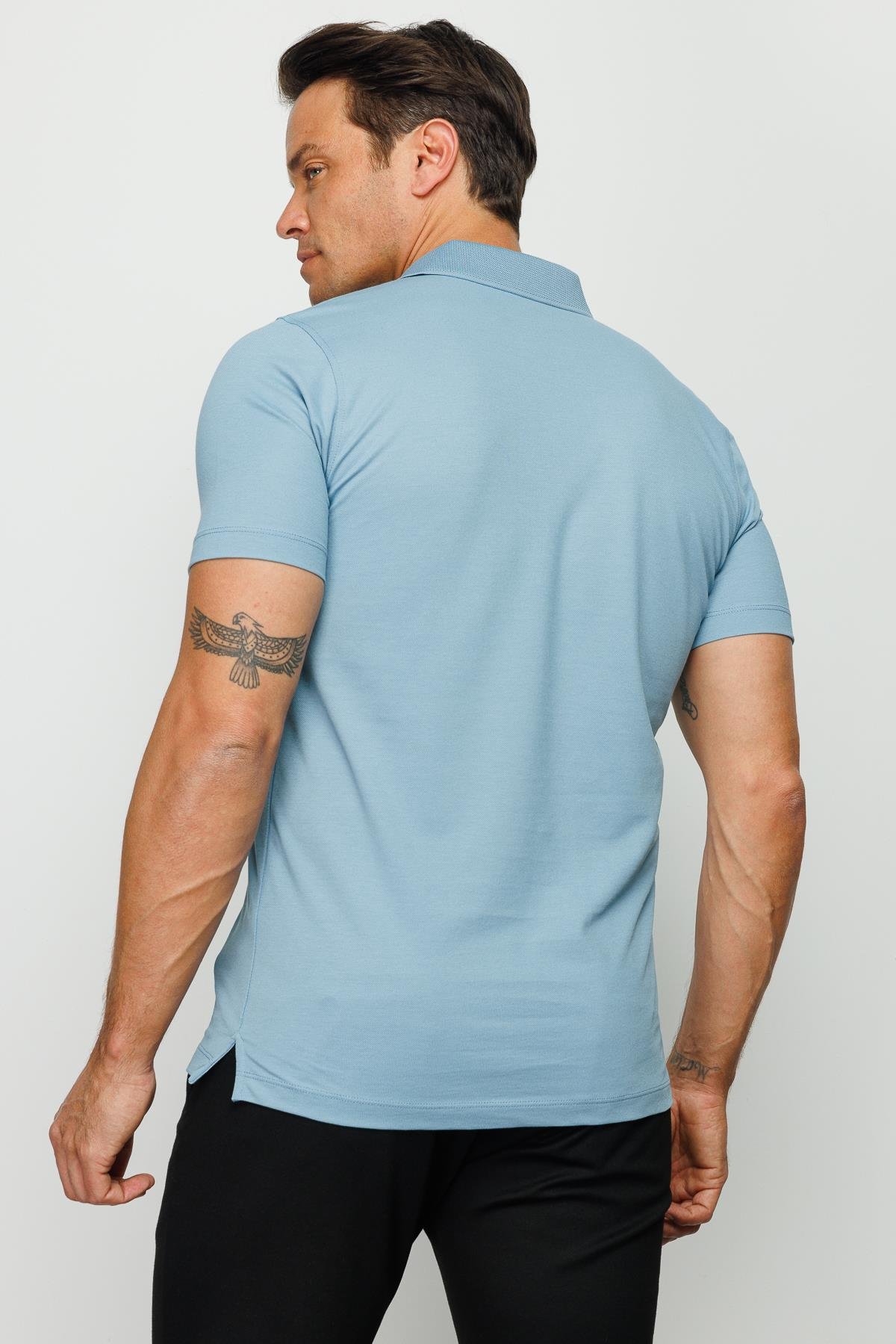 201Erkek Polo Yaka Düğmeli T-shirt H.Mavi