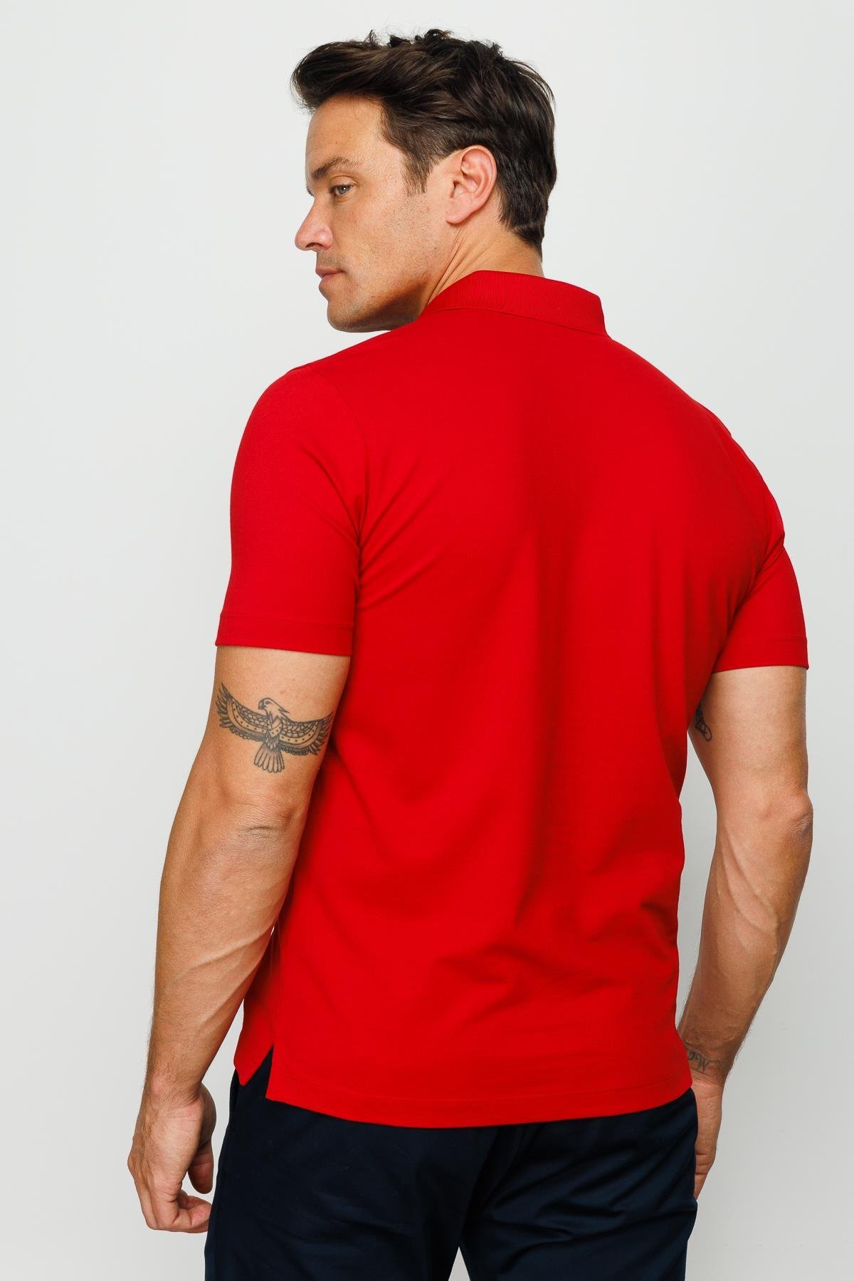 201Erkek Polo Yaka Düğmeli T-shirt Kırmızı