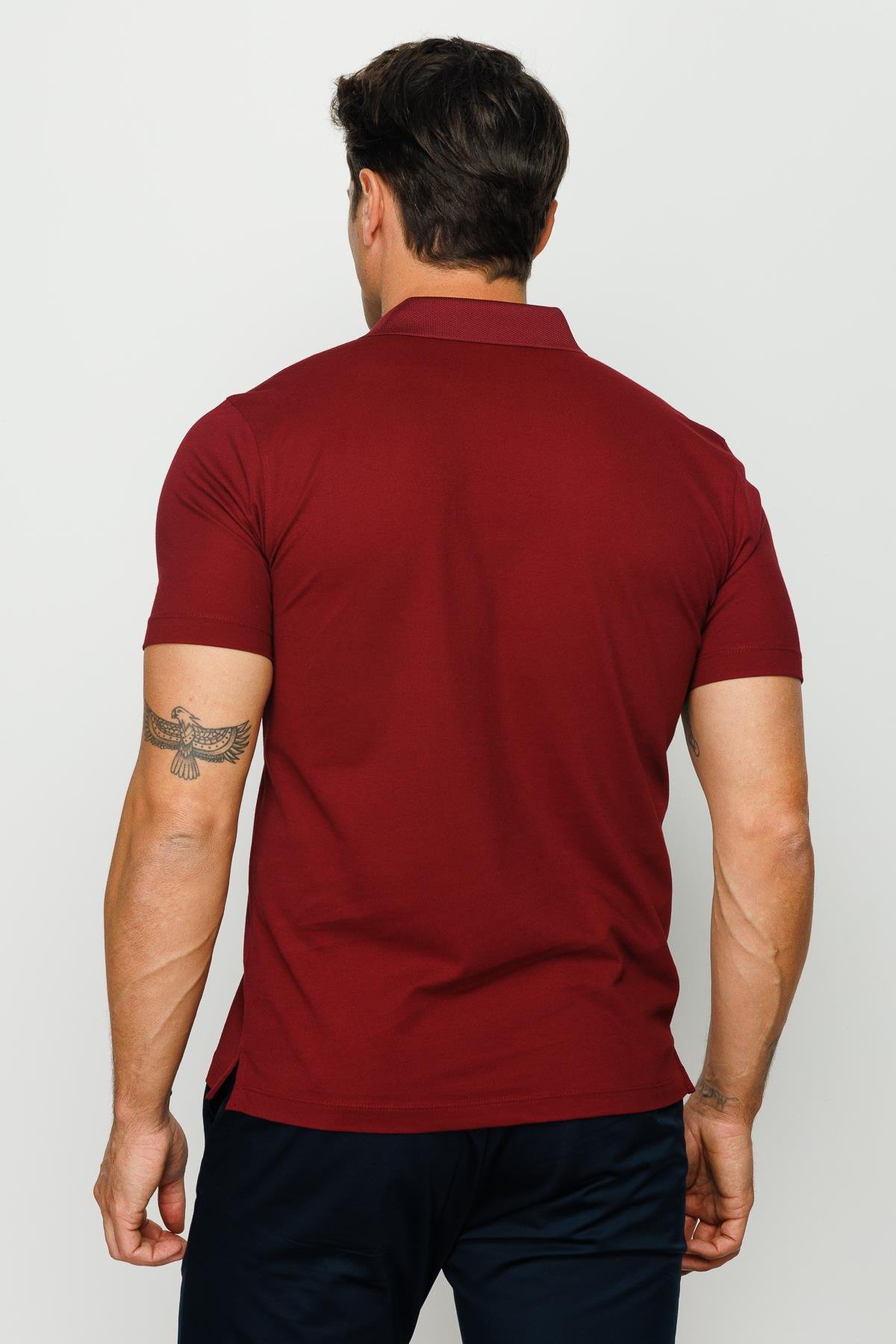 201Erkek Polo Yaka Düğmeli T-shirt Bordo