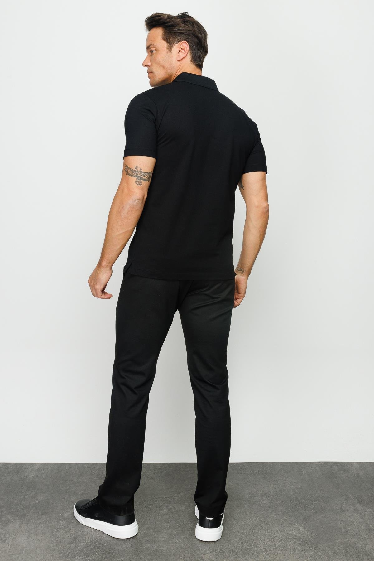 201Erkek Polo Yaka Düğmeli T-shirt Siyah