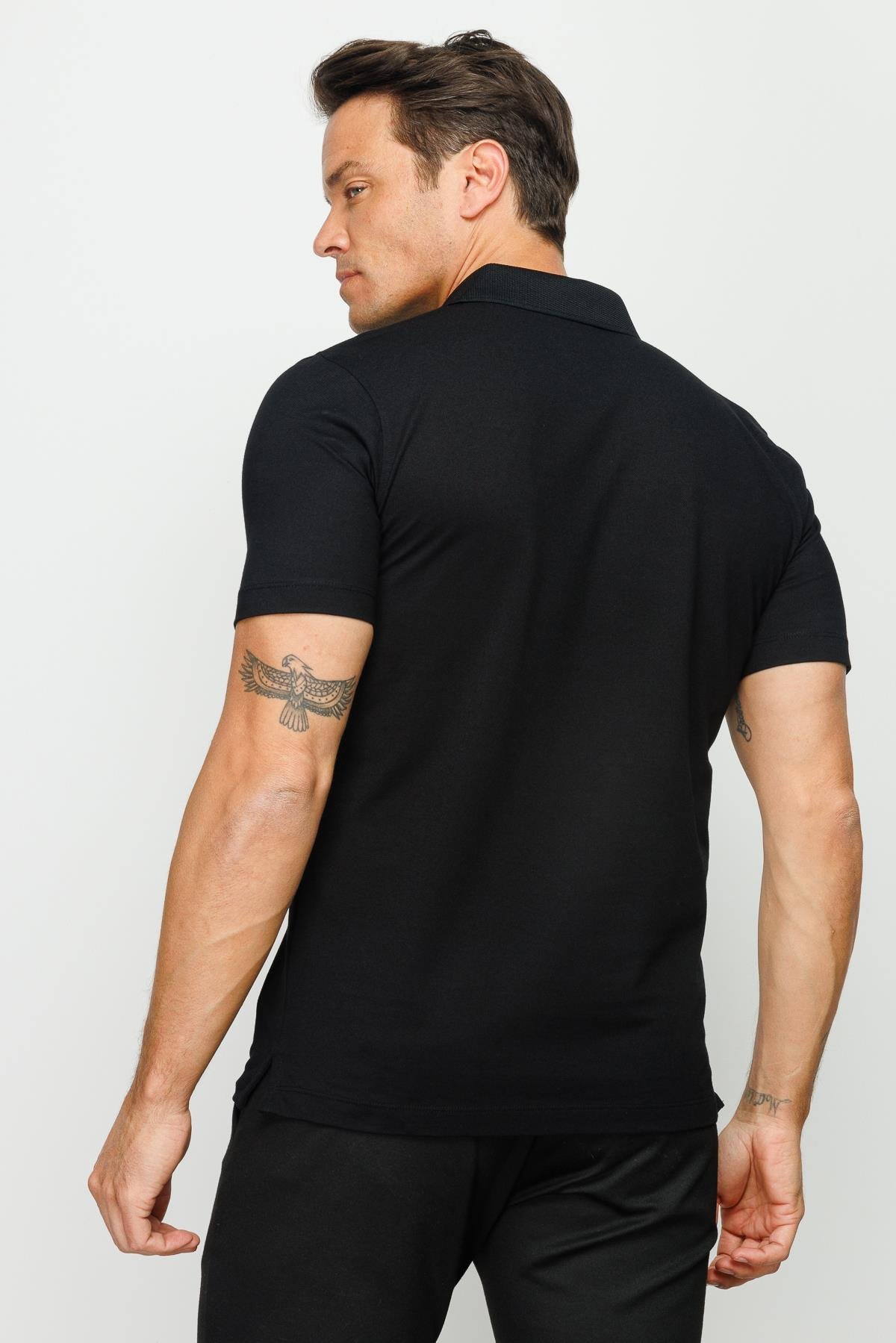 201Erkek Polo Yaka Düğmeli T-shirt Siyah