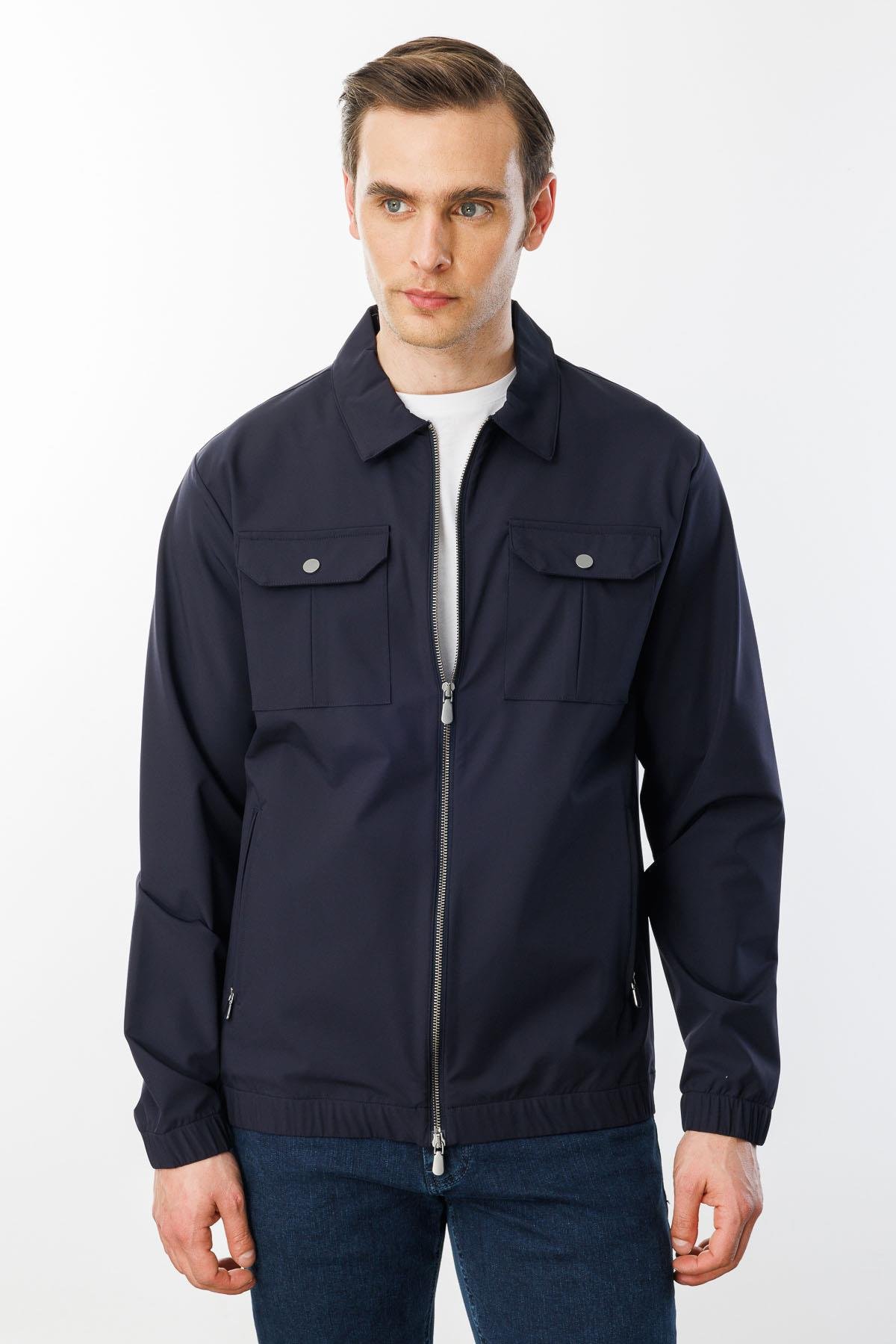 25440Erkek Polo Yaka Göğsü Cepli Mont K.Lacivert