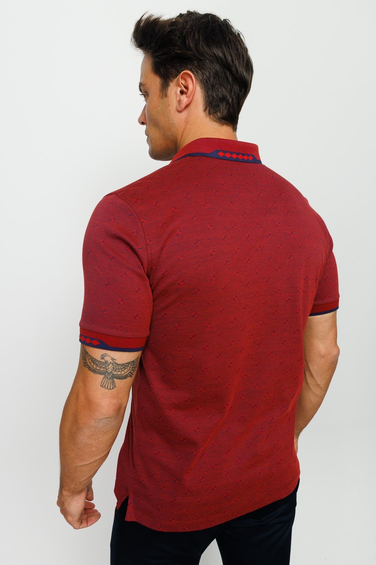 801Erkek Polo Yaka Jakarlı T-shirt Bordo