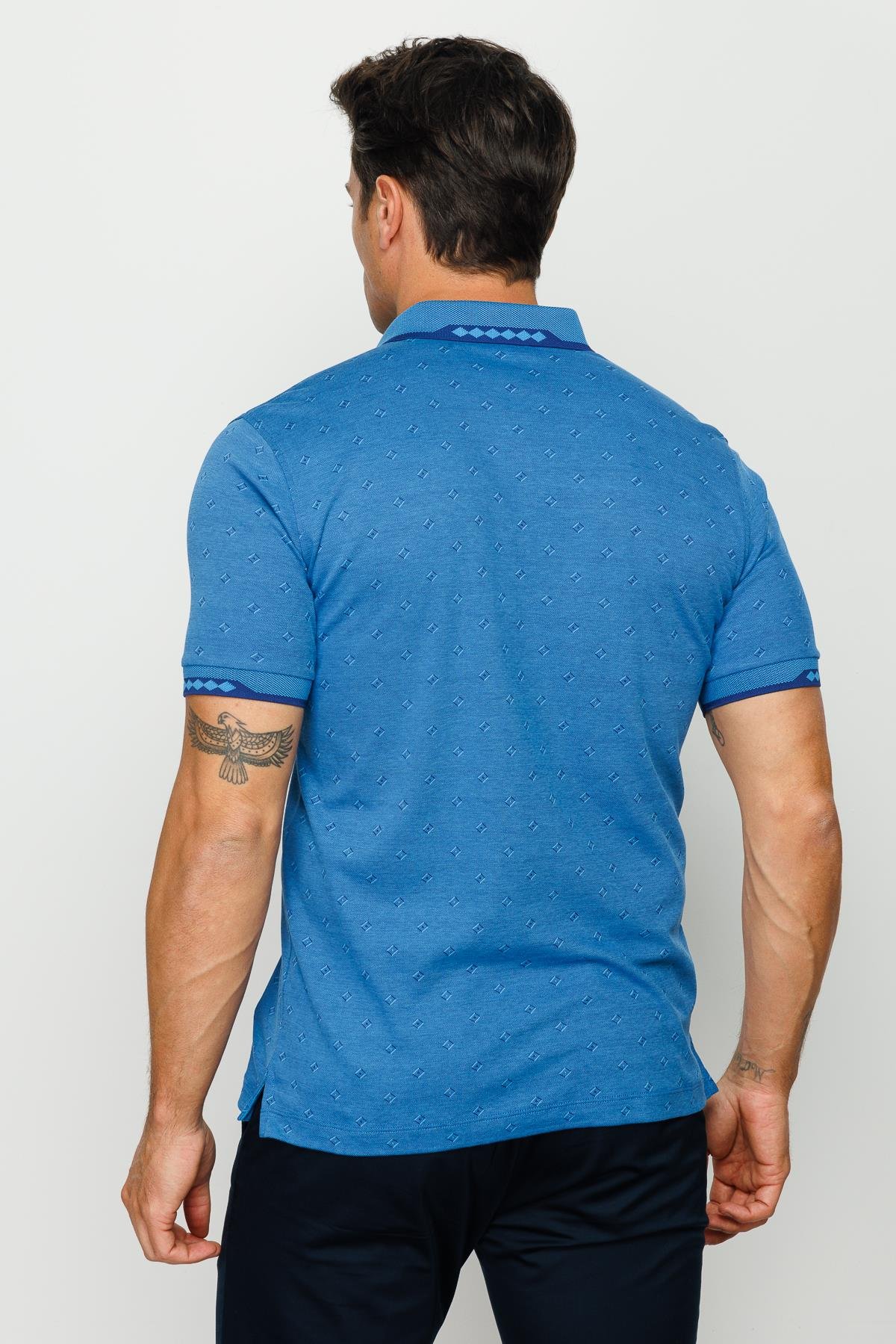 801Erkek Polo Yaka Jakarlı T-shirt Saks