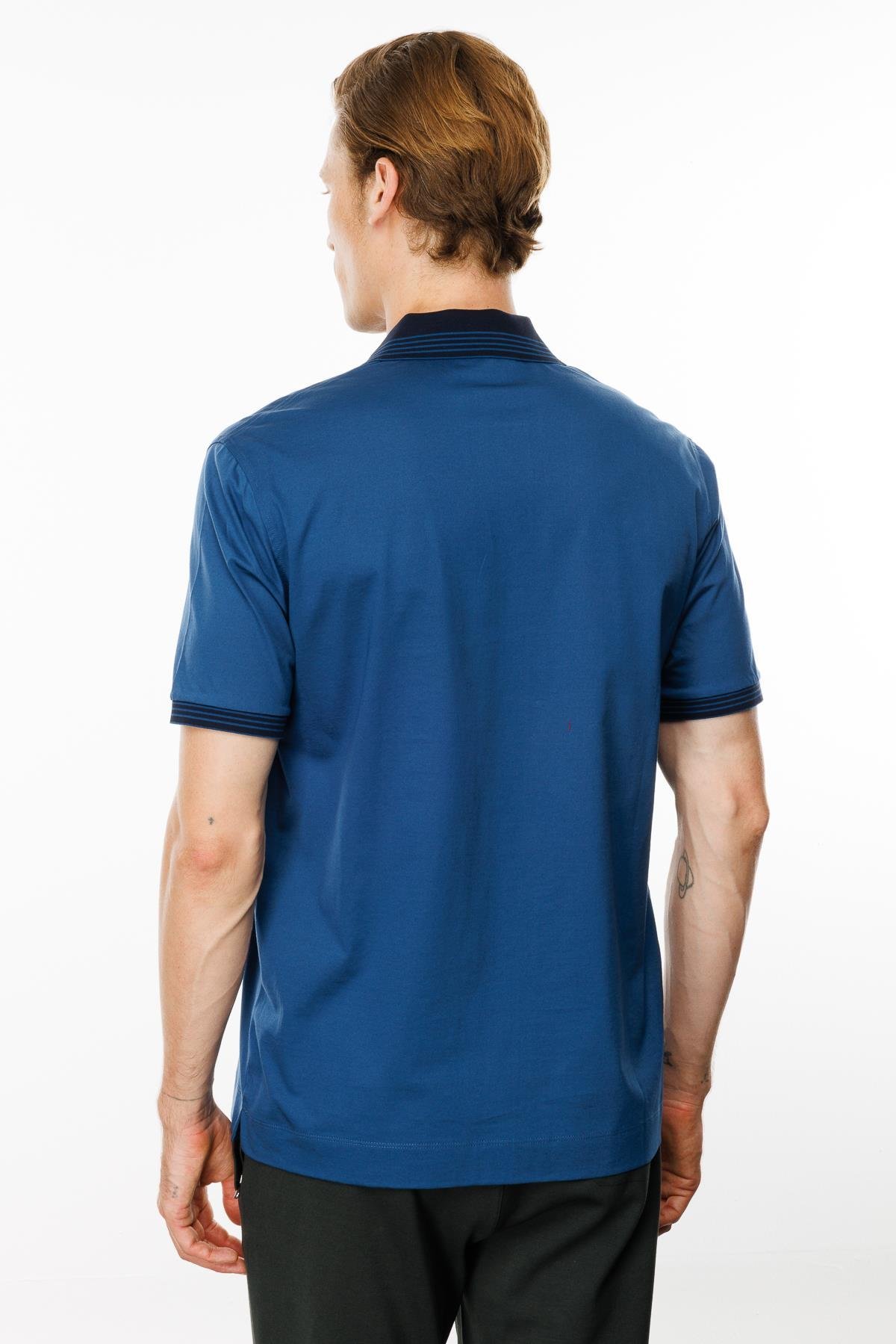 MTA 05Erkek Polo Yaka Kolu ve Yakası Çizgili T-shirt Parlement