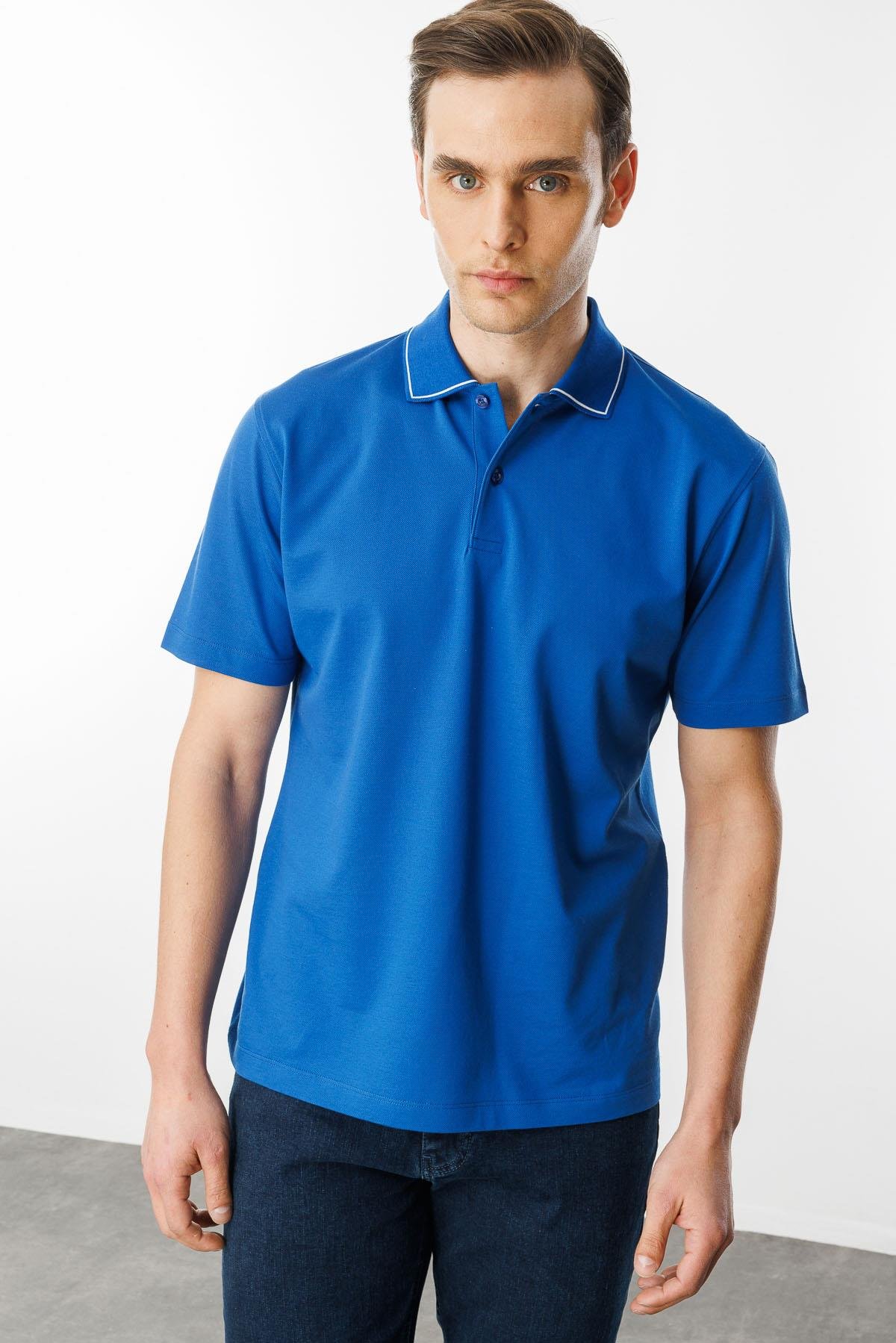 25739Erkek Polo Yaka Merserize T-shirt A.Saks