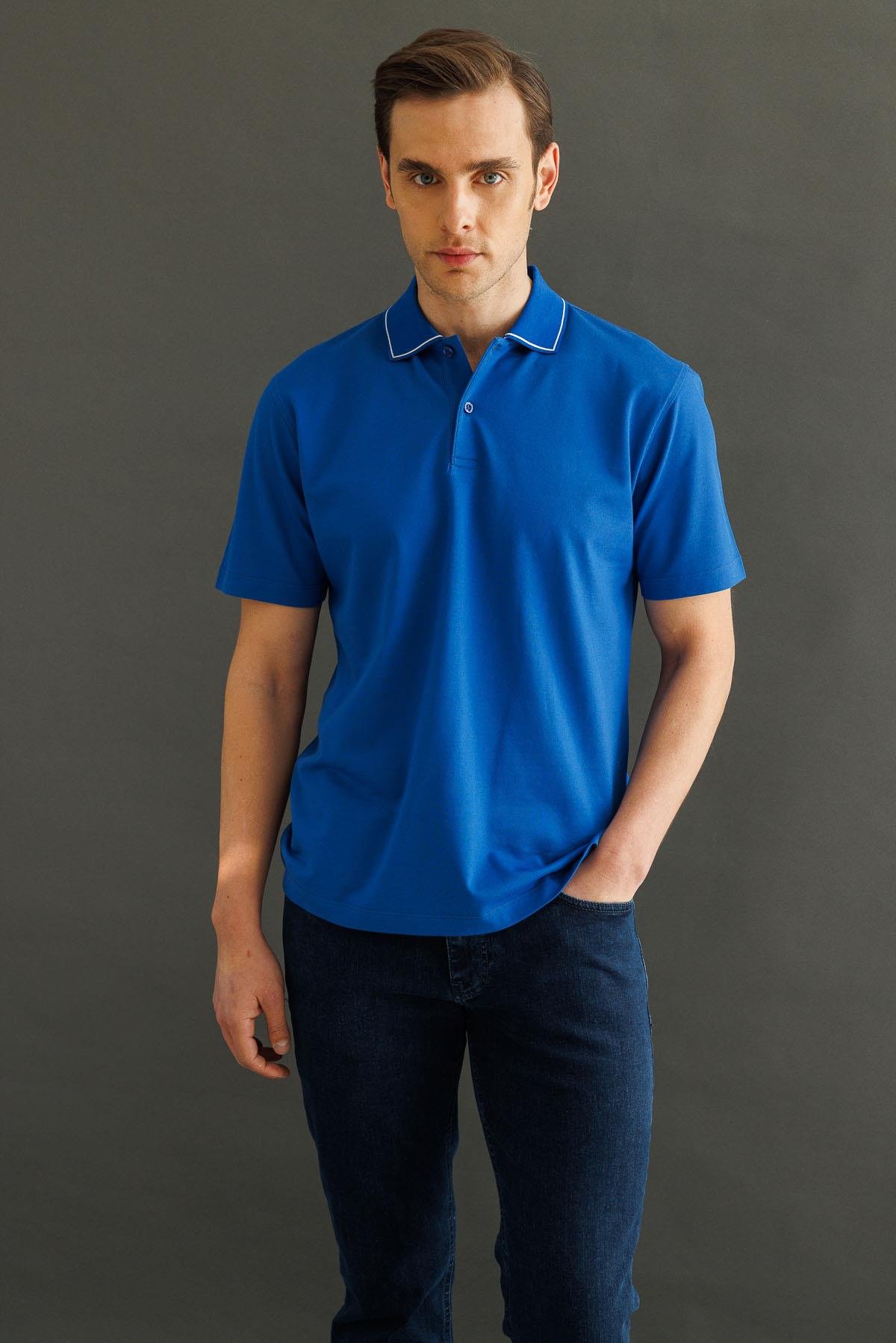 25739Erkek Polo Yaka Merserize T-shirt A.Saks