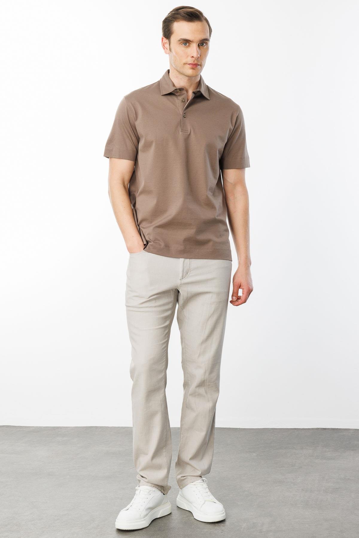 25746Erkek Polo Yaka Merserize T-shirt A.Kahve