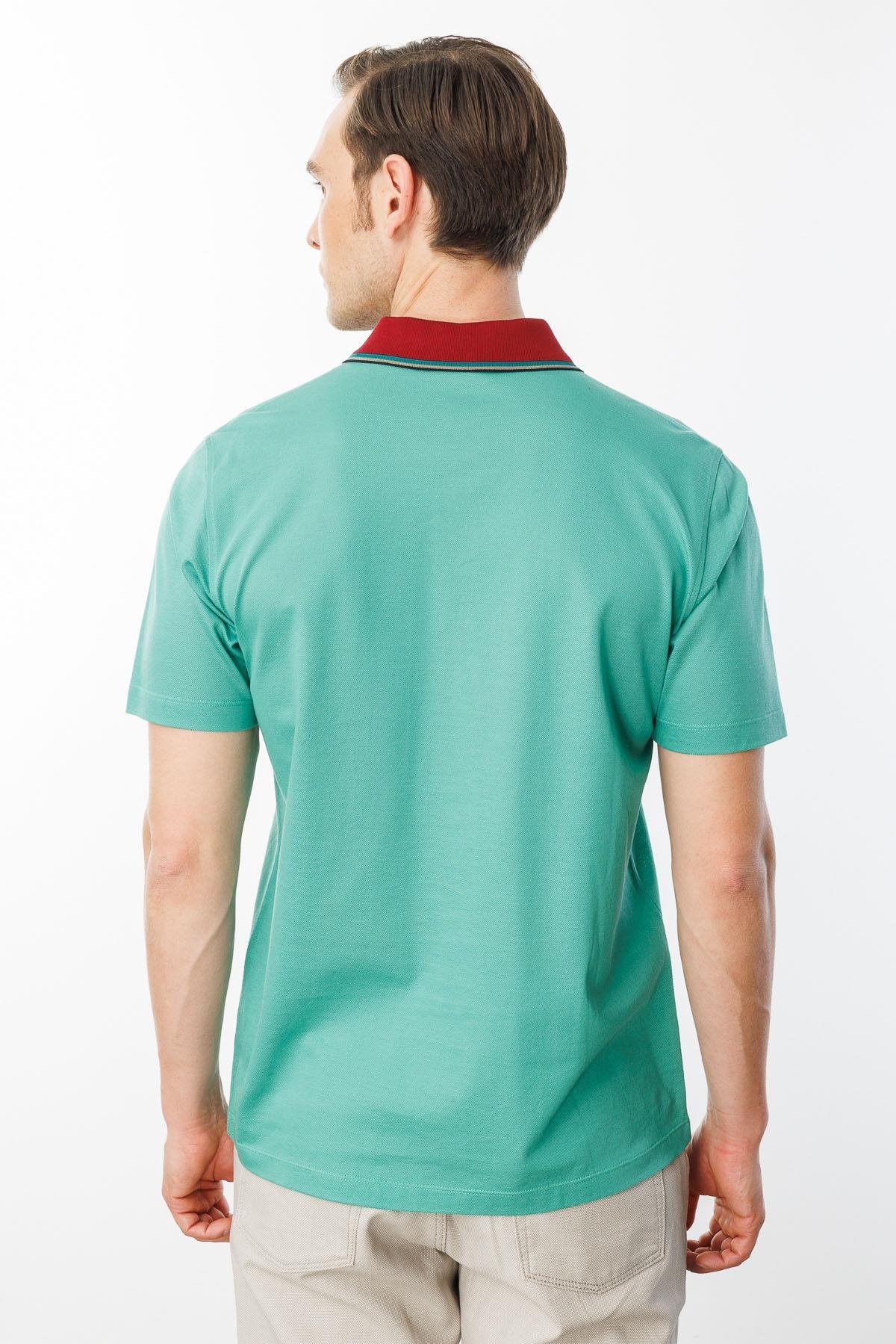 25738Erkek Polo Yaka Merserize T-shirt B.Yeşili