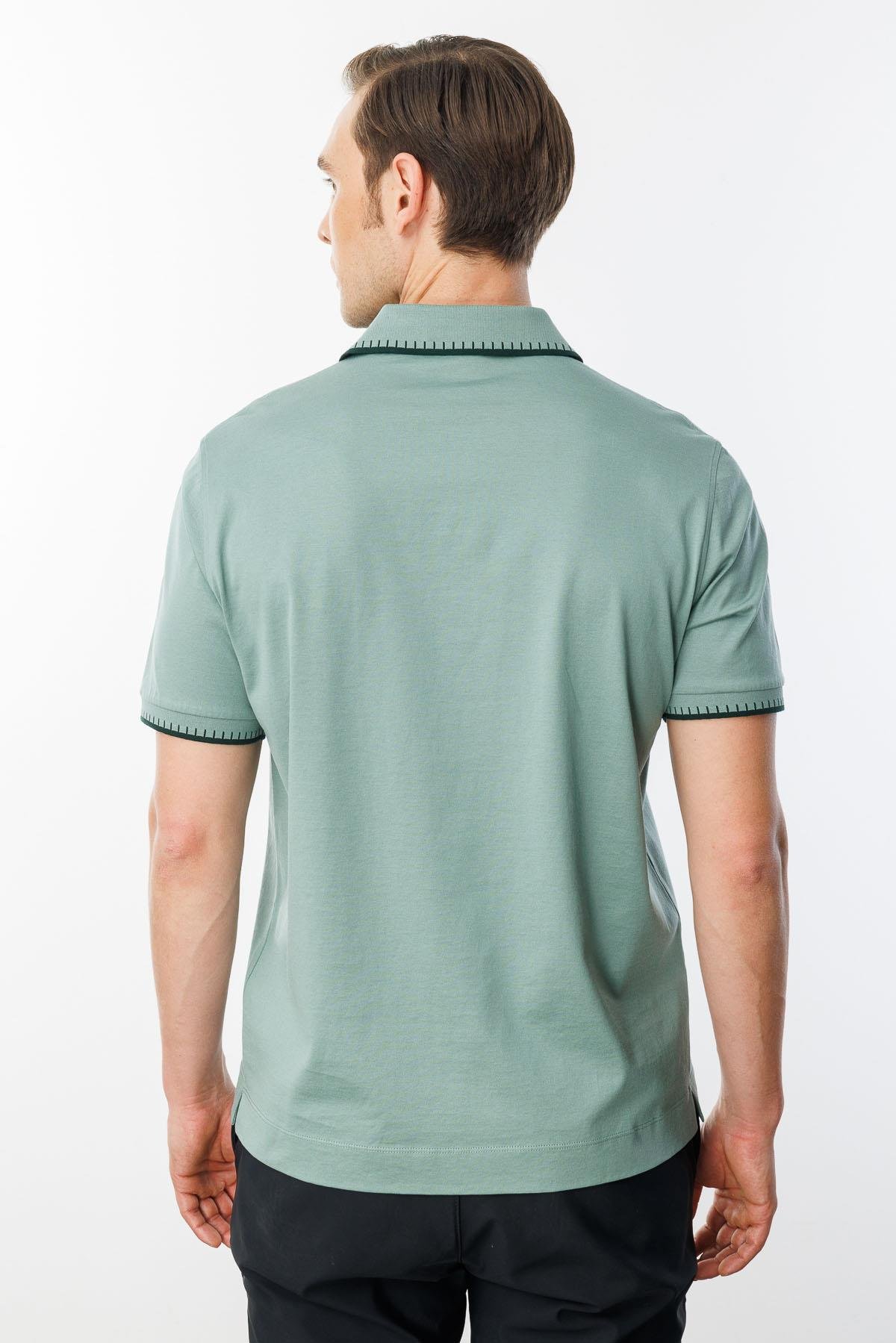 25744Erkek Polo Yaka Merserize T-shirt Ç.Yeşil