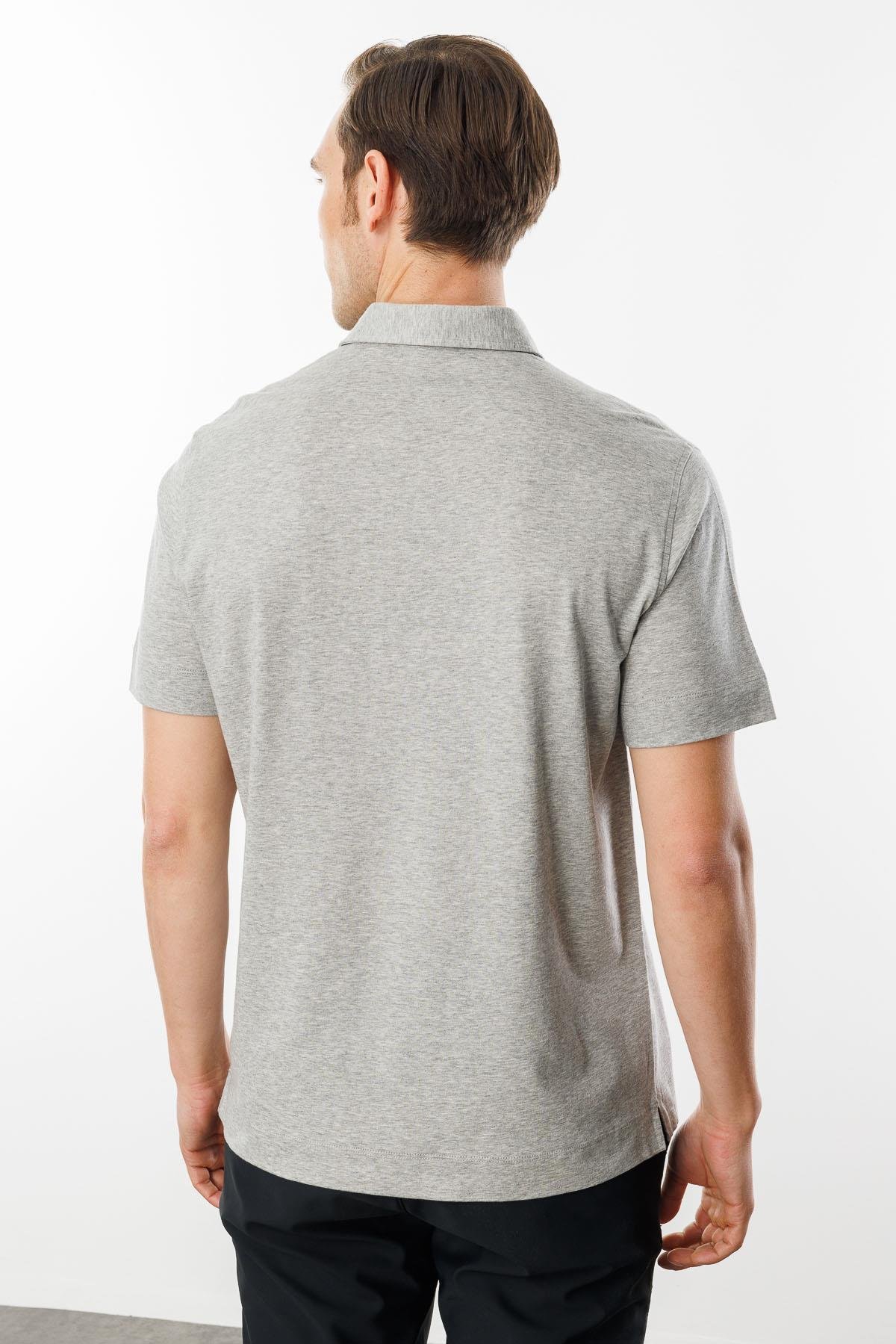 25746Erkek Polo Yaka Merserize T-shirt Füme