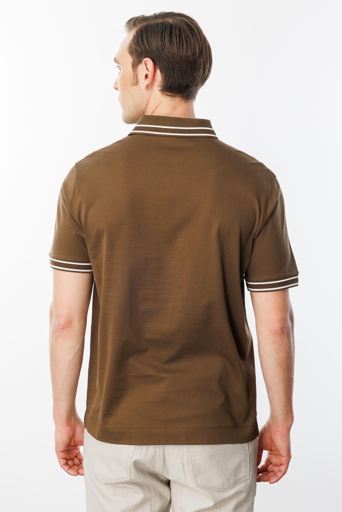 25743Erkek Polo Yaka Merserize T-shirt Kahve
