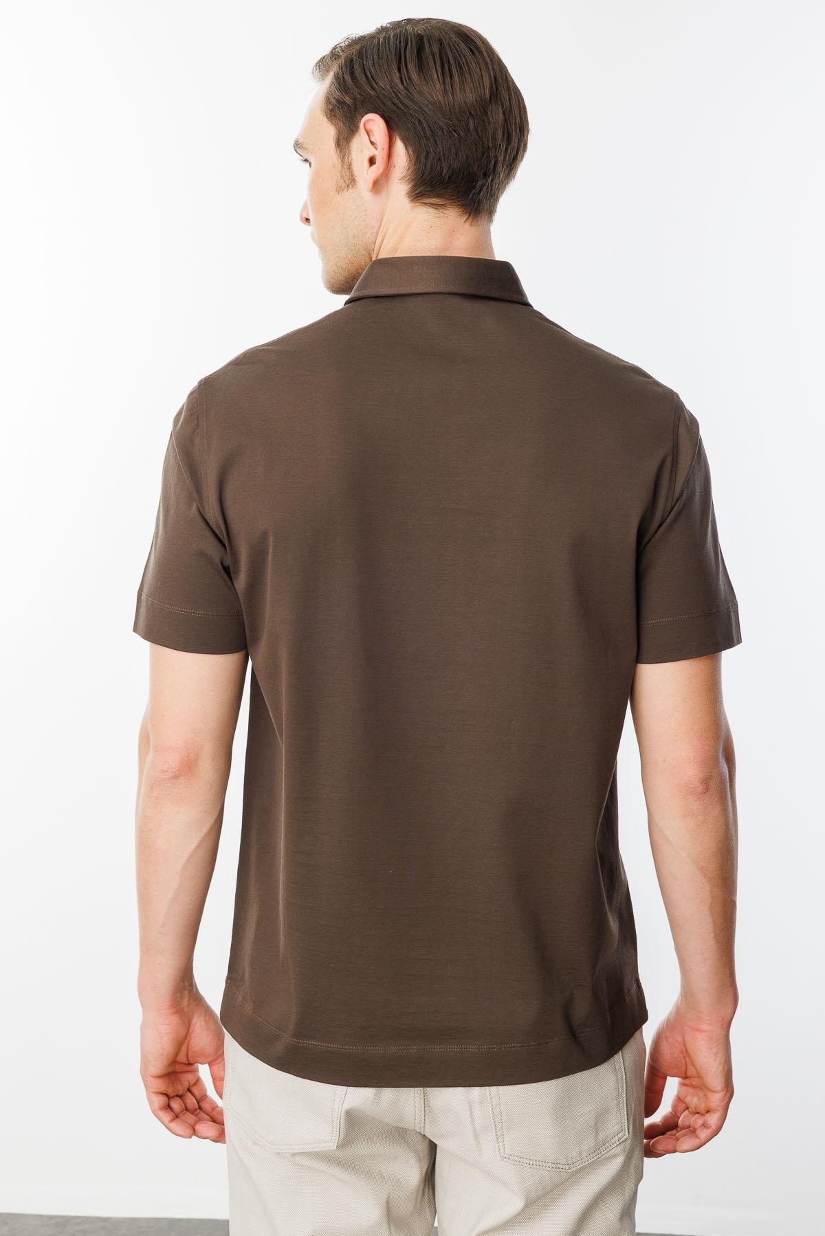 25746Erkek Polo Yaka Merserize T-shirt K.Kahve