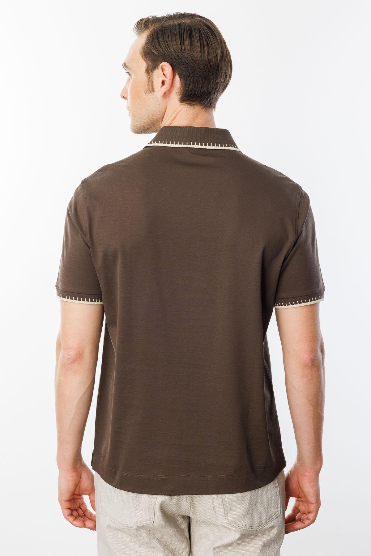 25744Erkek Polo Yaka Merserize T-shirt K.Kahve