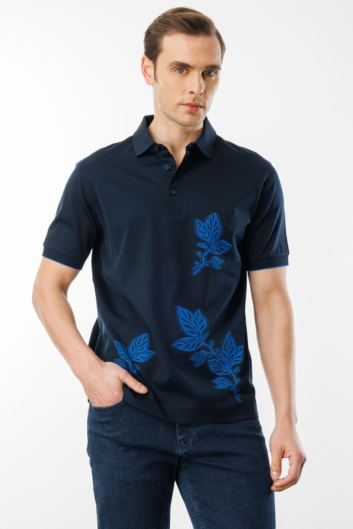 25736Erkek Polo Yaka Merserize T-shirt Lacivert_6