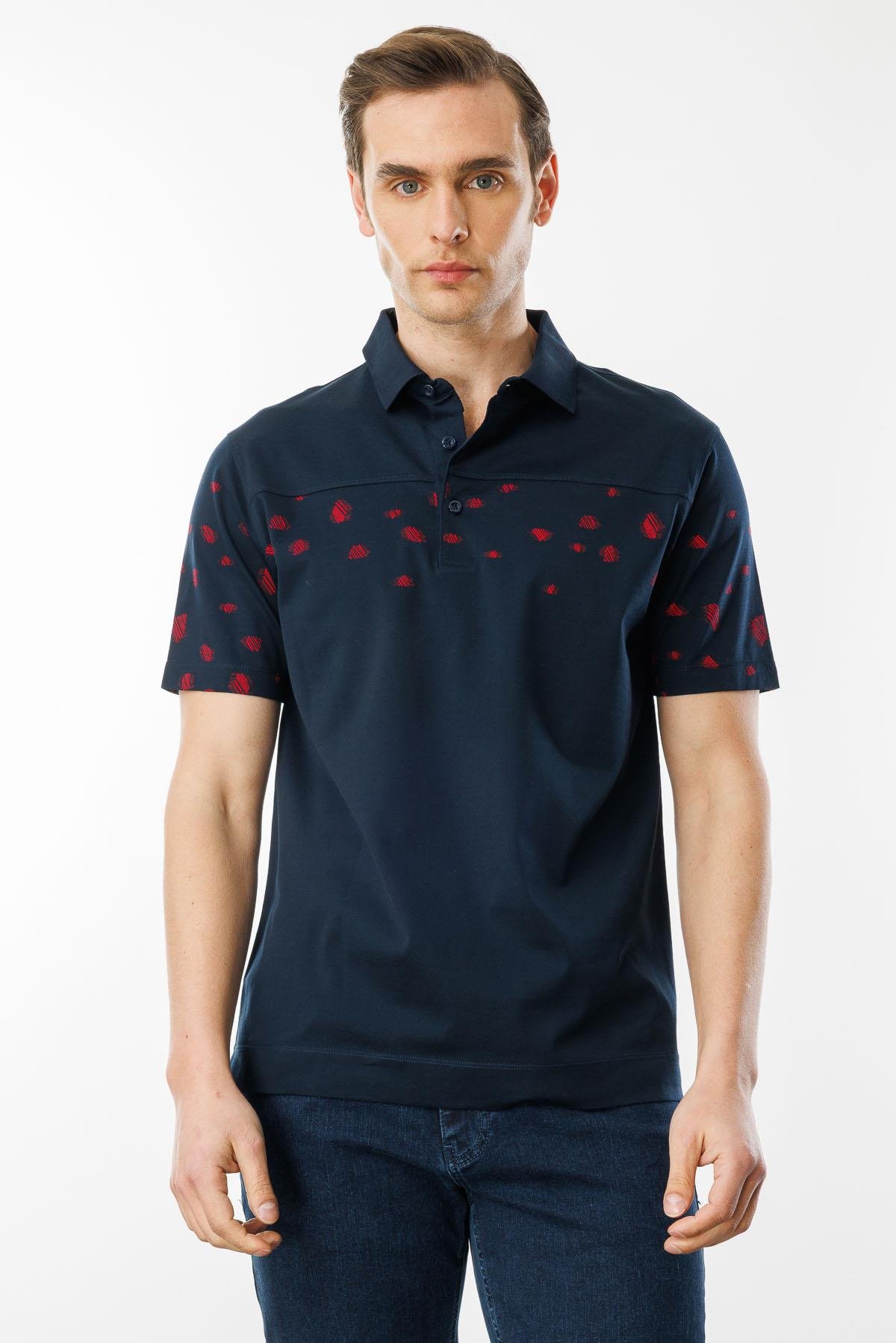 25736Erkek Polo Yaka Merserize T-shirt Lacivert_8