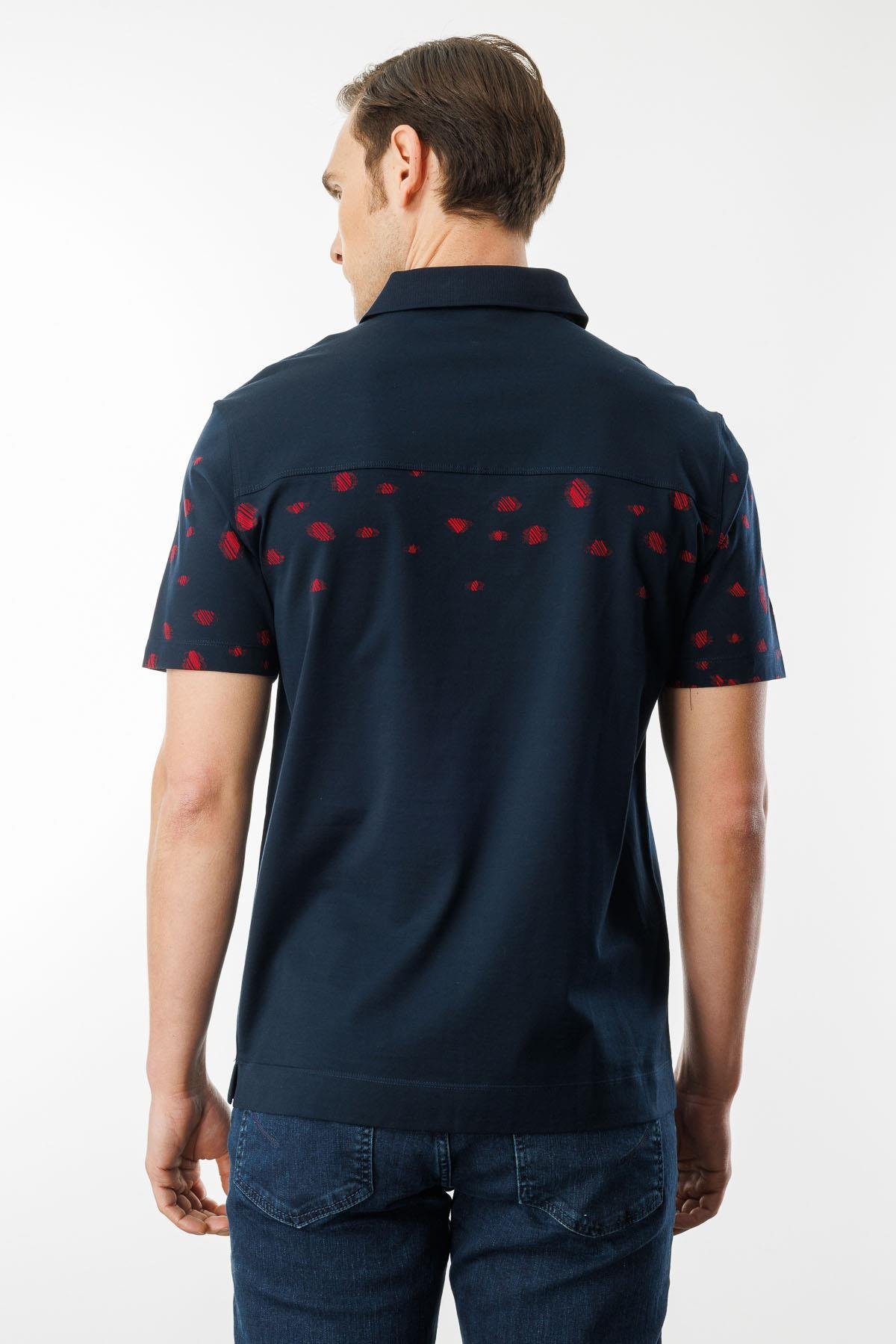 25736Erkek Polo Yaka Merserize T-shirt Lacivert_8