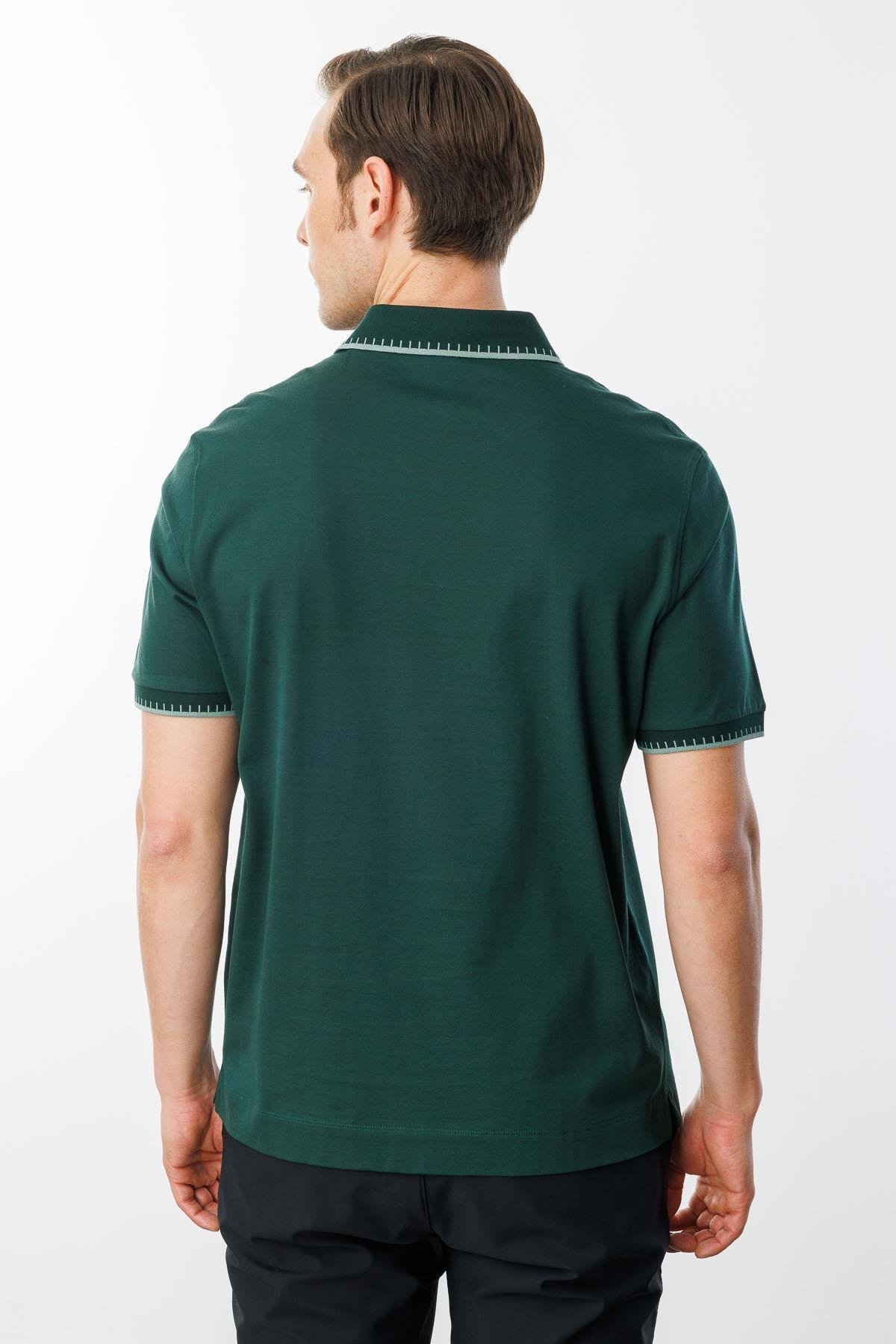 25744Erkek Polo Yaka Merserize T-shirt N.Yeşili