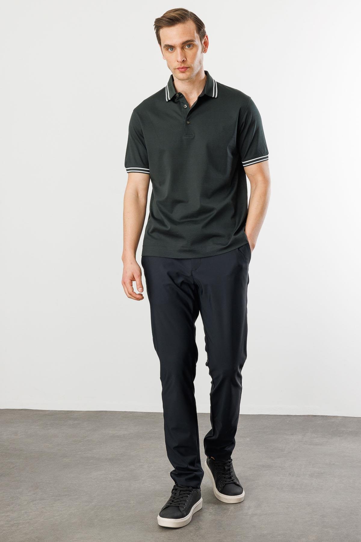 25743Erkek Polo Yaka Merserize T-shirt S.N.YEŞİL