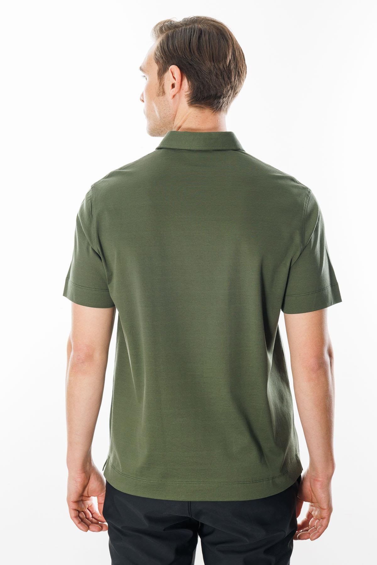 25746Erkek Polo Yaka Merserize T-shirt Yeşil