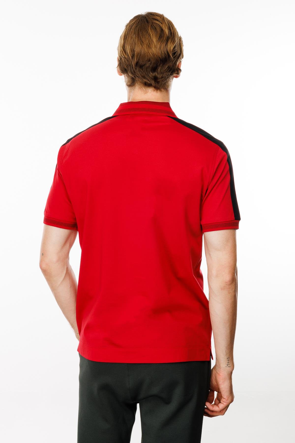 MTA 19Erkek Polo Yaka Omuzu Şeritli T-shirt Kırmızı