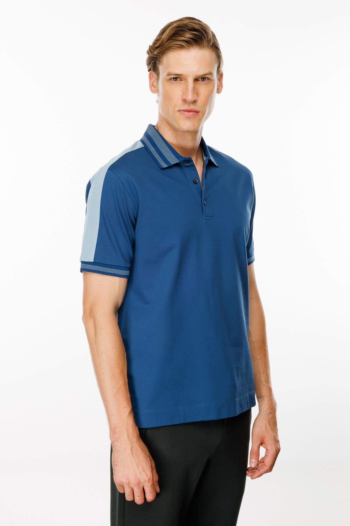 MTA 19Erkek Polo Yaka Omuzu Şeritli T-shirt Parlement