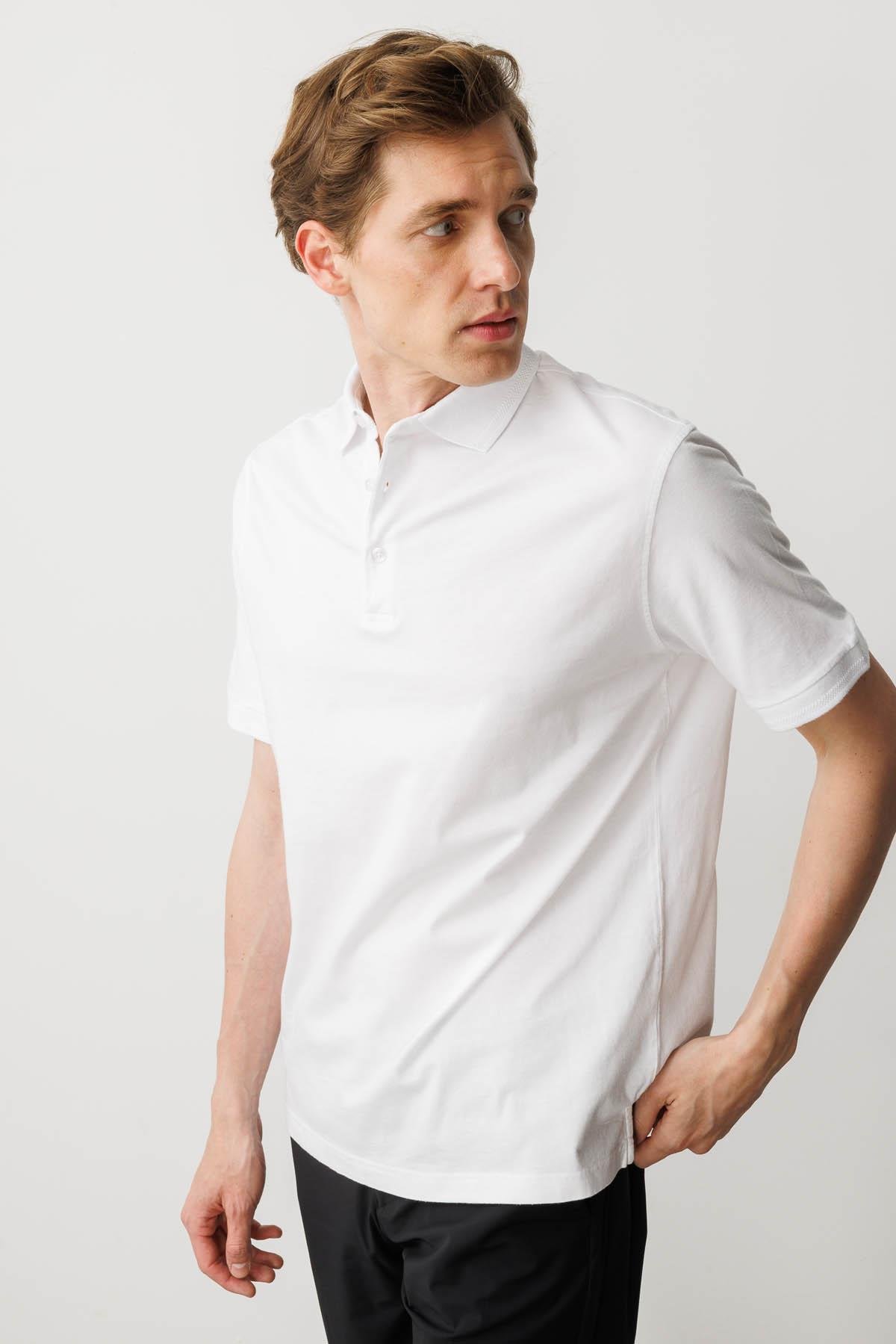 25724Erkek Polo Yaka T-shirt Beyaz