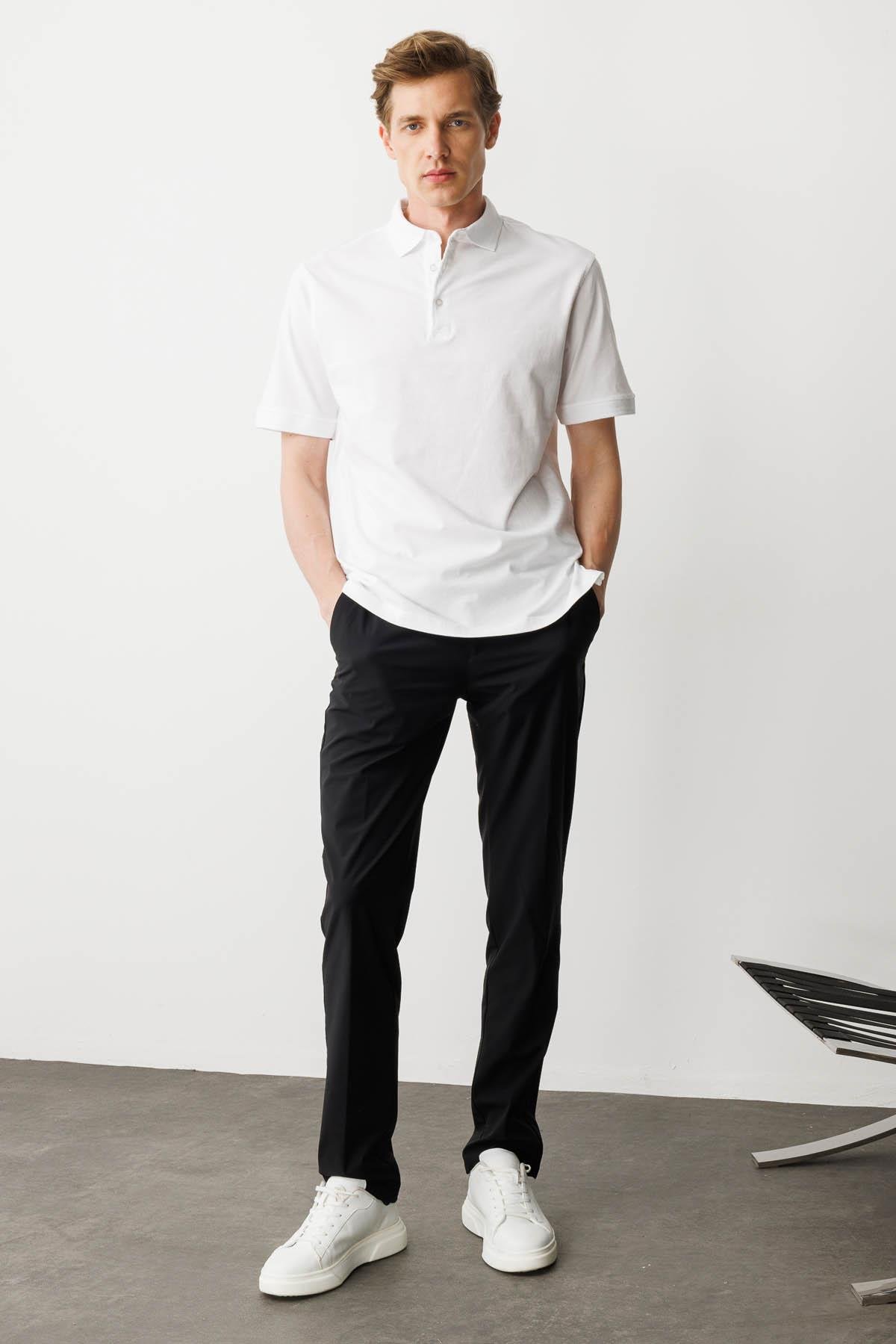 25724Erkek Polo Yaka T-shirt Beyaz