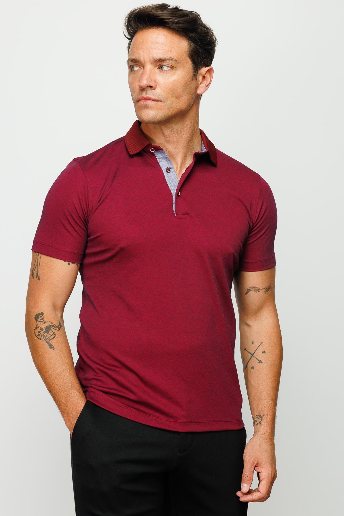 301Erkek Polo Yaka T-shirt Bordo
