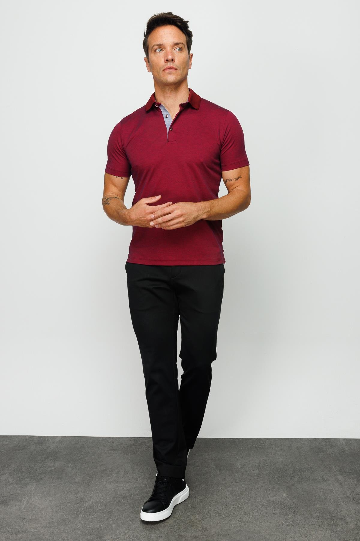 301Erkek Polo Yaka T-shirt Bordo